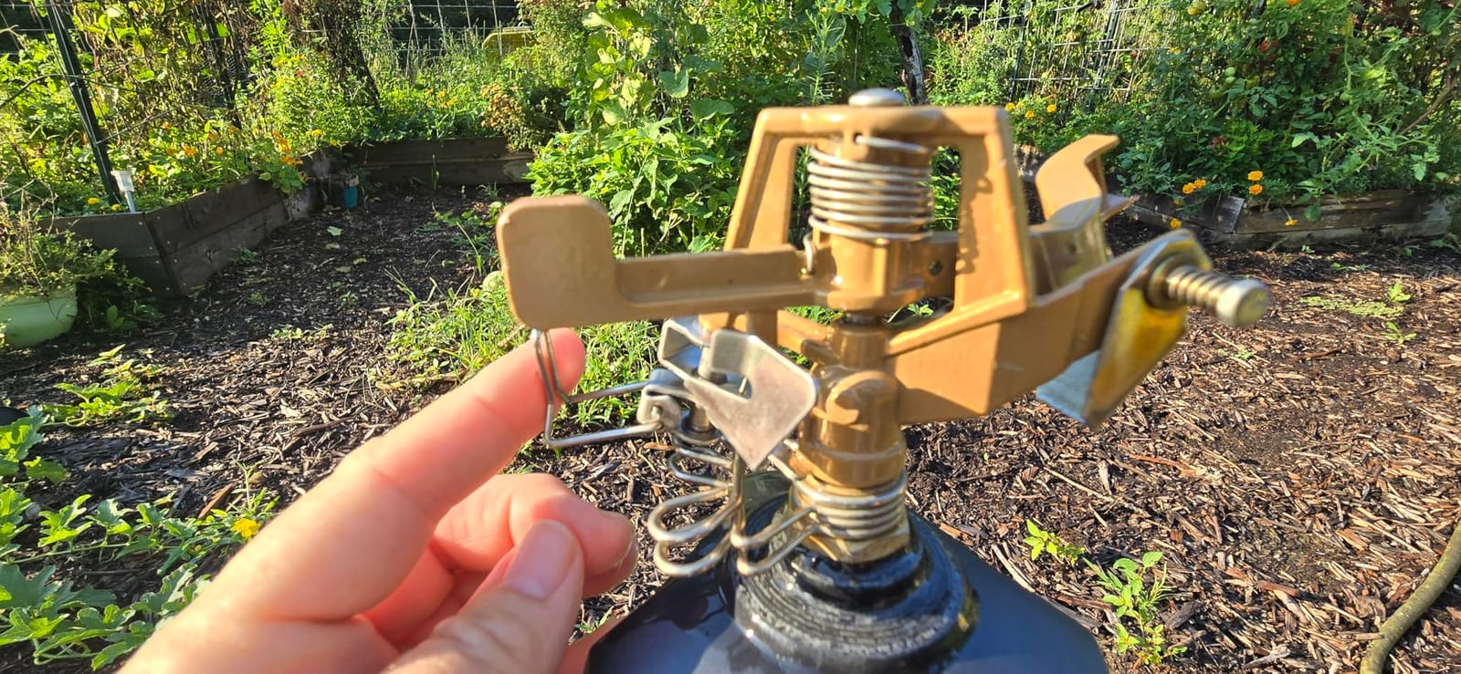 Orbit Tripod Lawn Zinc Impact Sprinkler - 360 Degree Rotating Yard Sprinkler with Adjustable Height - Heavy-Duty Zinc - High-Pressure Nozzle - for Large Lawn Coverage - 56667 customer photo 2