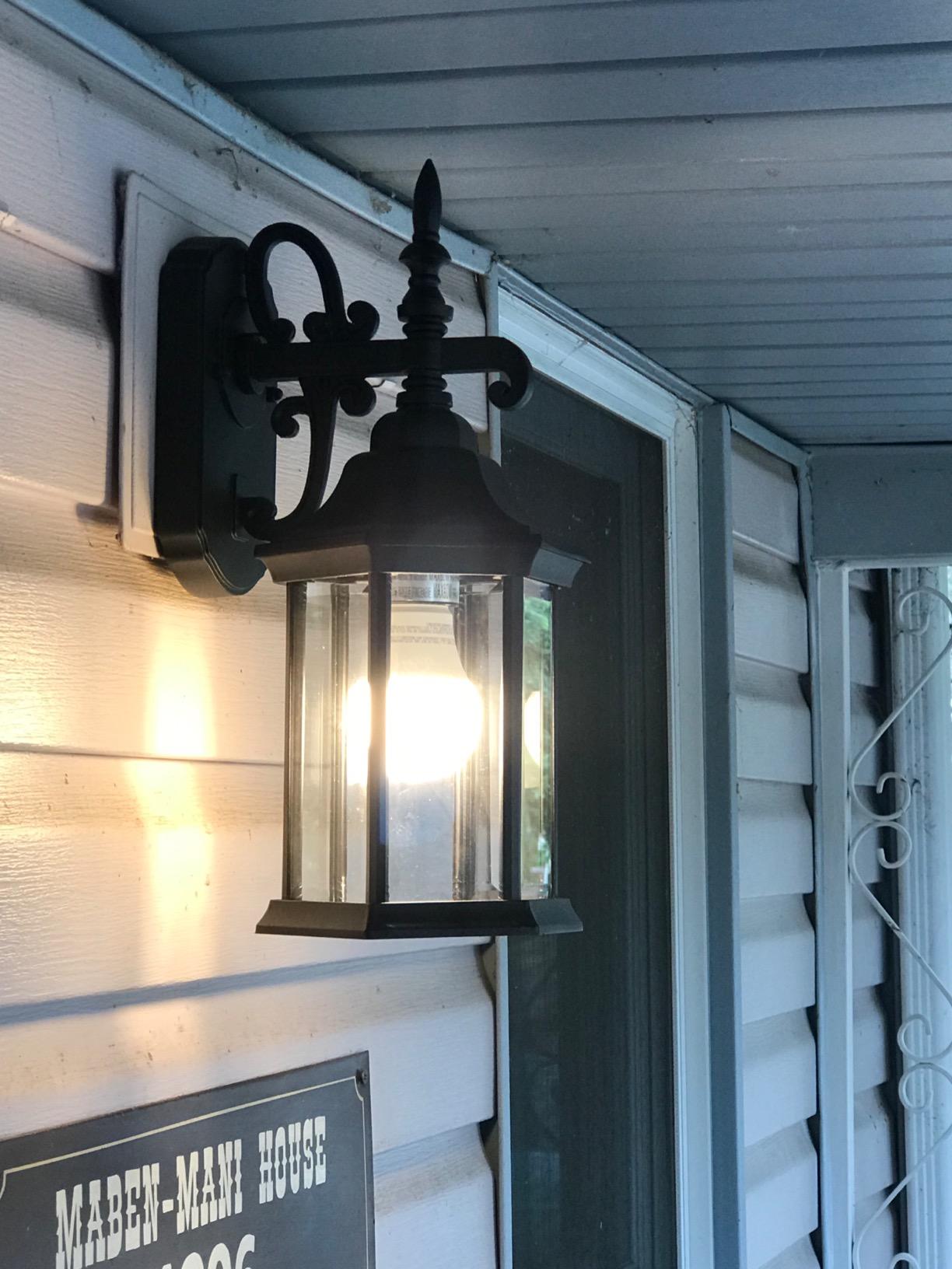 DESIGNERS FOUNTAIN Devonshire Outdoor Light Fixture, 14 Inch Exterior Wall Lantern Sconce for Front Door, Patio and Porch, Black, 2961-BK customer photo 2