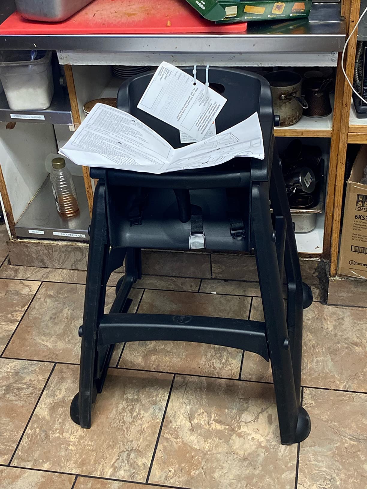 Rubbermaid Commercial Products Sturdy High Chair, 33lb Capacity, Black, Pre-Assmbled Without Wheels, Stackable, Fits Under Table for Child/Baby/Toddler Seating customer photo 2
