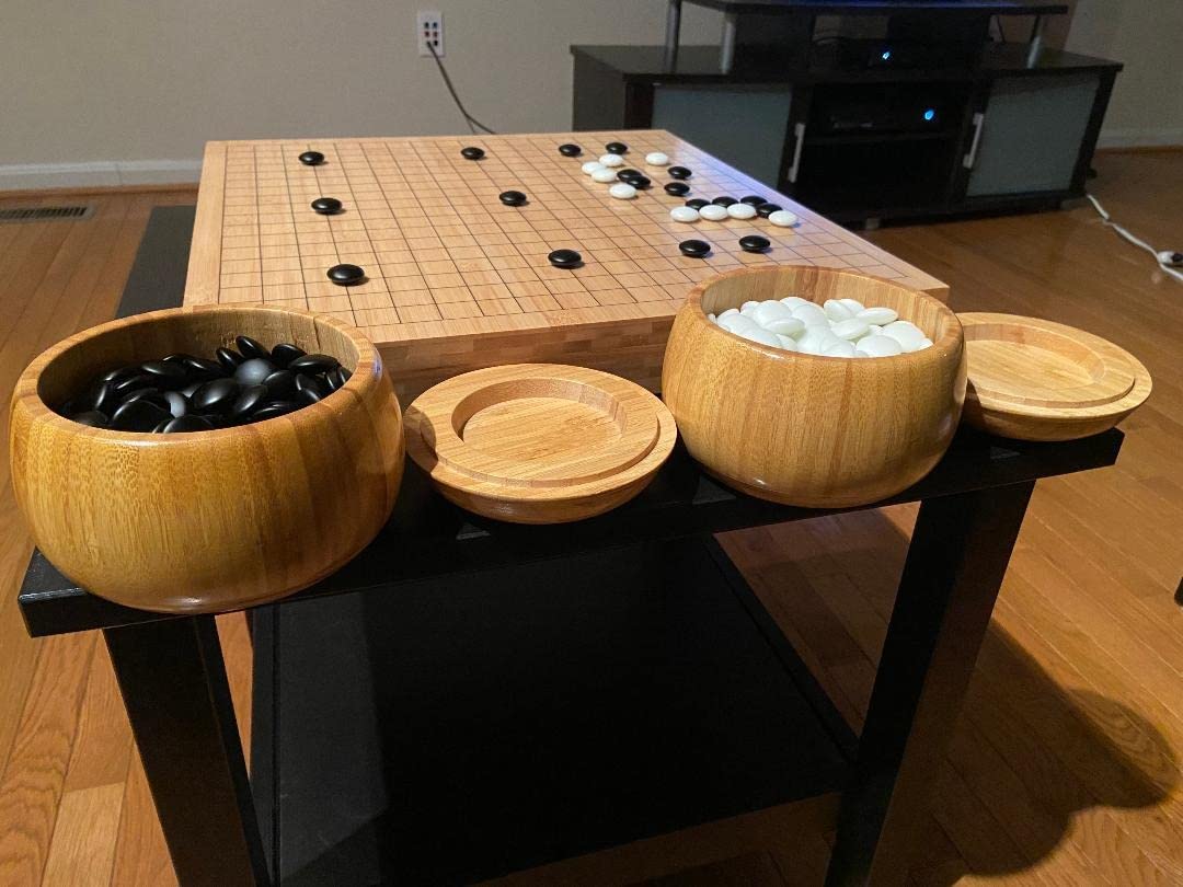 Yellow Mountain Imports Bamboo 2-Inch Reversible 19x19 / 13x13 Go Game Set Board with 9.2mm Double Convex Yunzi Stones and Bamboo Bowls - Classic Strategy Board Game (Baduk/Weiqi) customer photo 2
