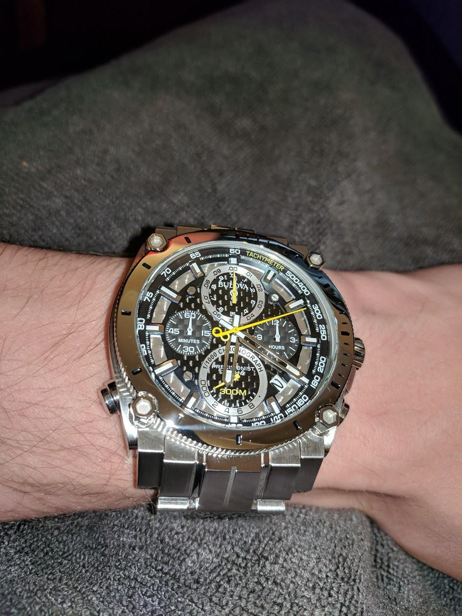 Bulova Men's Icon High Precision Quartz Chronograph Watch, Curved Mineral Crystal customer photo 1