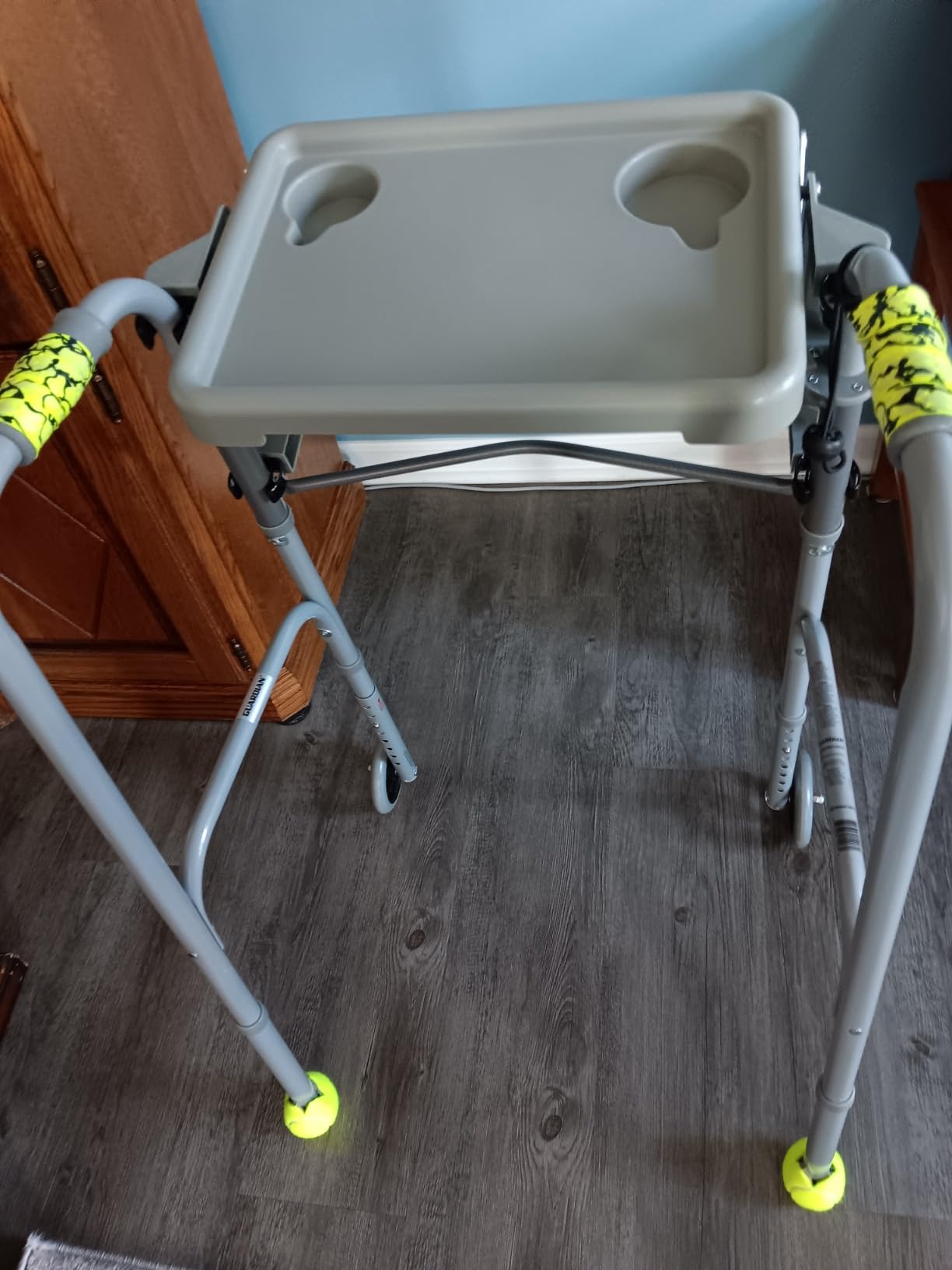 Medline Walker Flip Tray Table with 2 Cup Holders, Universal Tray for Standard Folding Walkers, Mobility Accessories for Home, Medical Equipment Accessories, Gray, 1 Count customer photo 2