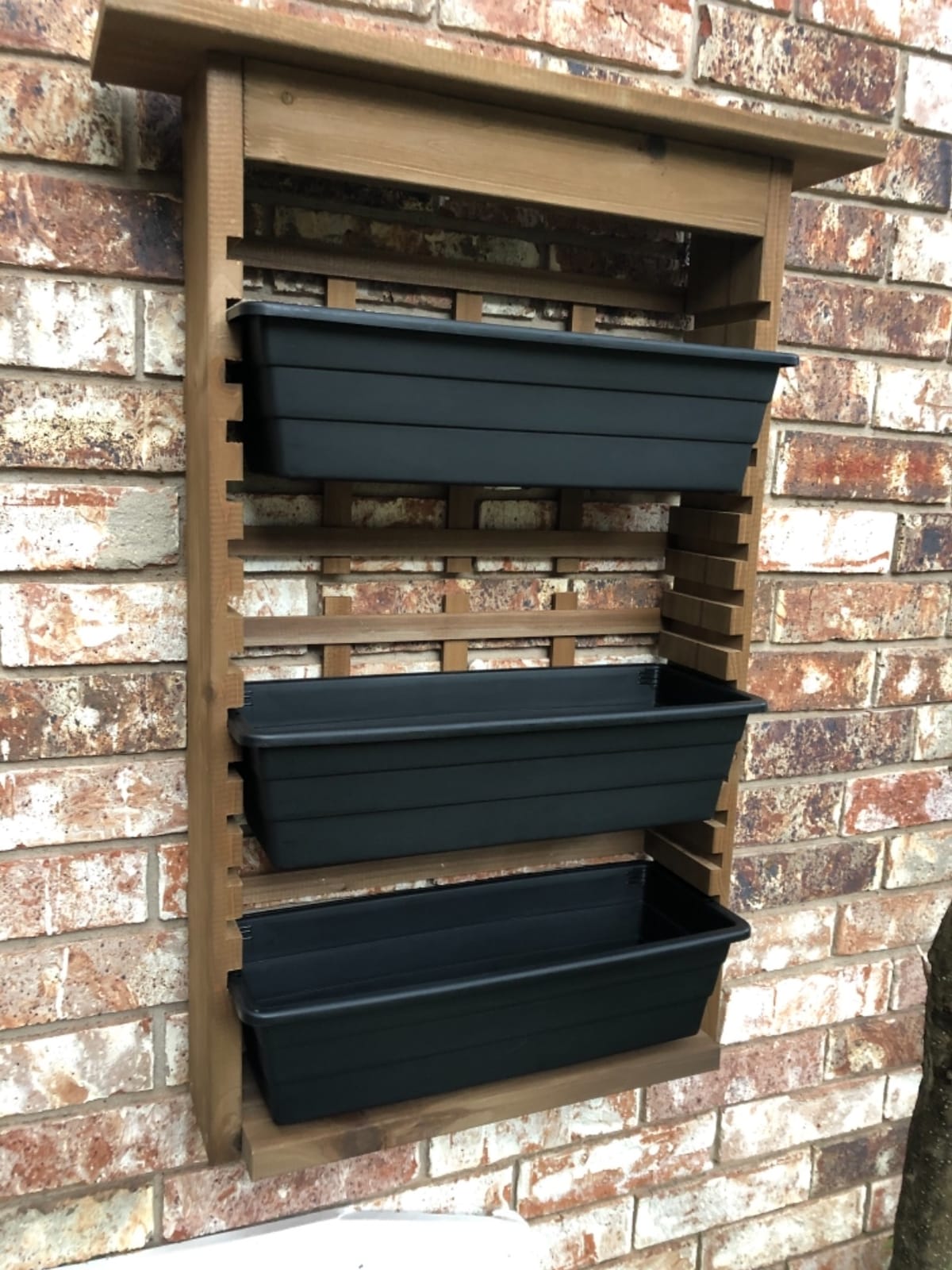 Algreen Wall Planter - 3-Tier with Drain - 11.5 x 32.5 x 8 in - Wood customer photo 1