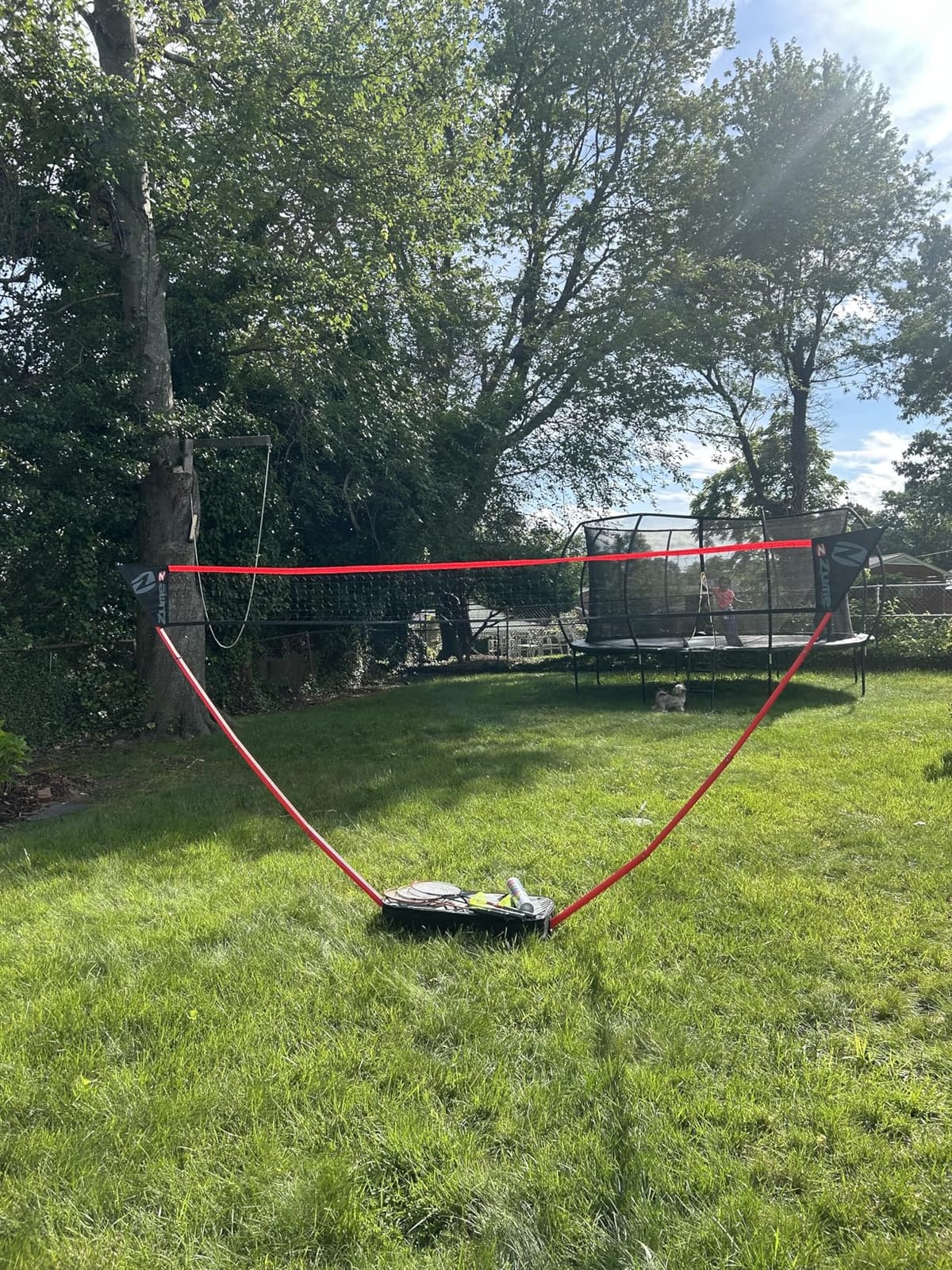 Zume Games Portable Badminton Set with Freestanding Base - Sets Up on Any Surface in Seconds - No Tools or Stakes Required customer photo 1