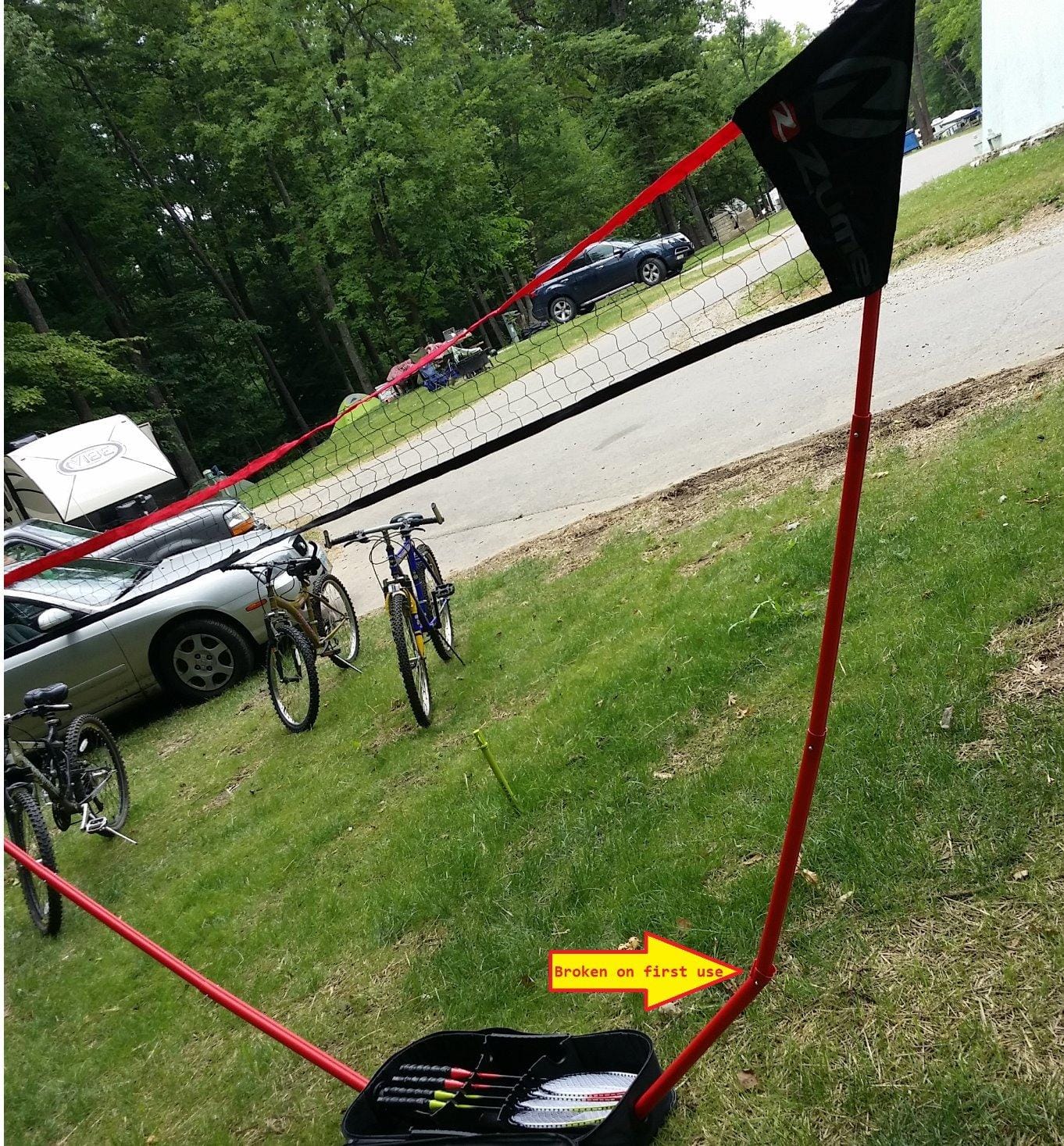 Zume Games Portable Badminton Set with Freestanding Base - Sets Up on Any Surface in Seconds - No Tools or Stakes Required customer photo 2