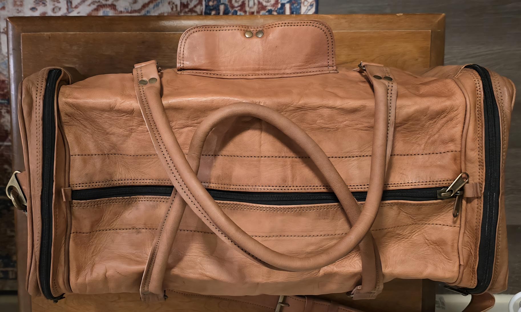 21 Inch Leather Travel Duffle Bag for Men & Women, Overnight Weekend Bag customer photo 1