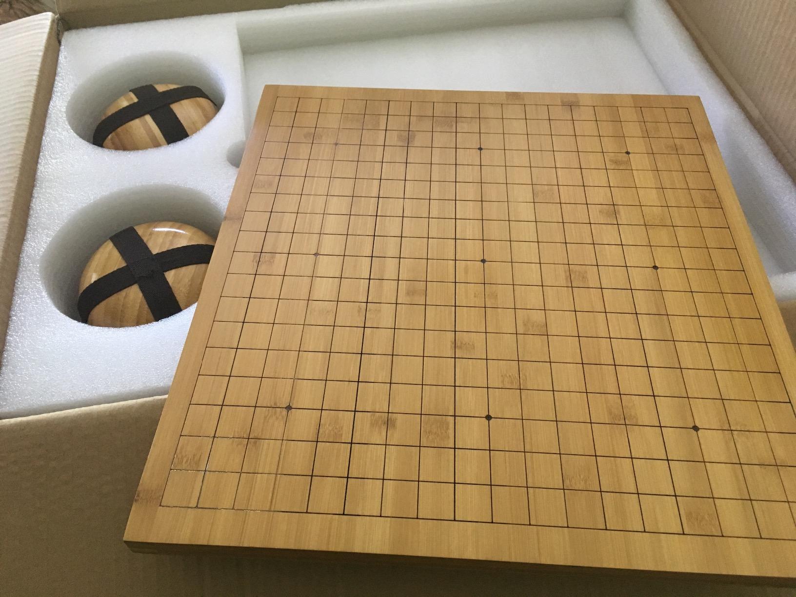 Yellow Mountain Imports Bamboo 0.8-Inch Etched Reversible 19x19 / 13x13 Go Game Set Board with 9.2mm Double Convex Yunzi Stones and Bamboo Wood Bowls Set - Classic Strategy Board Game (Baduk/Weiqi) customer photo 1