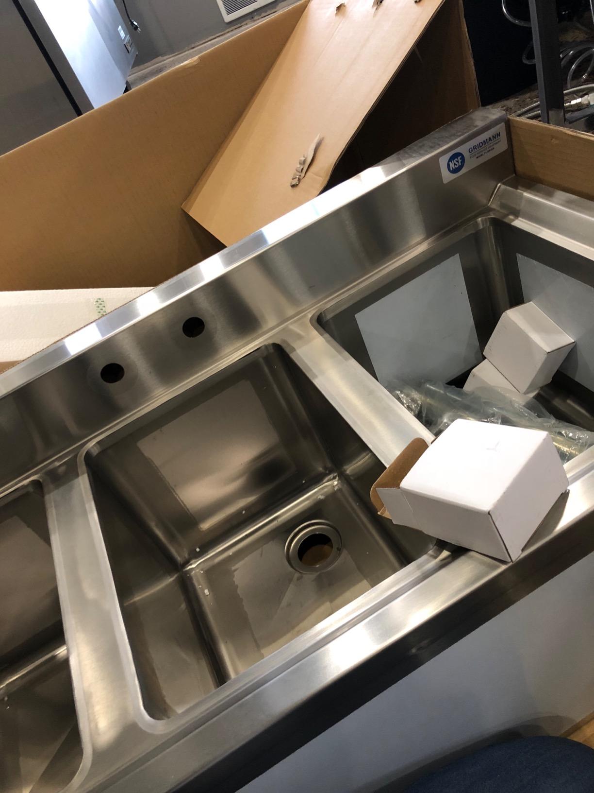 GRIDMANN 3 Compartment Stainless Steel Bar Sink, NSF Commercial Kitchen Underbar Sink with 10