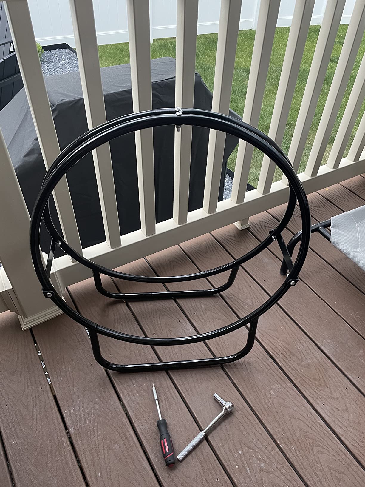 Sunnydaze Outdoor Firewood Rack with Cover, Heavy-Duty Steel, 40” Diameter customer photo 2