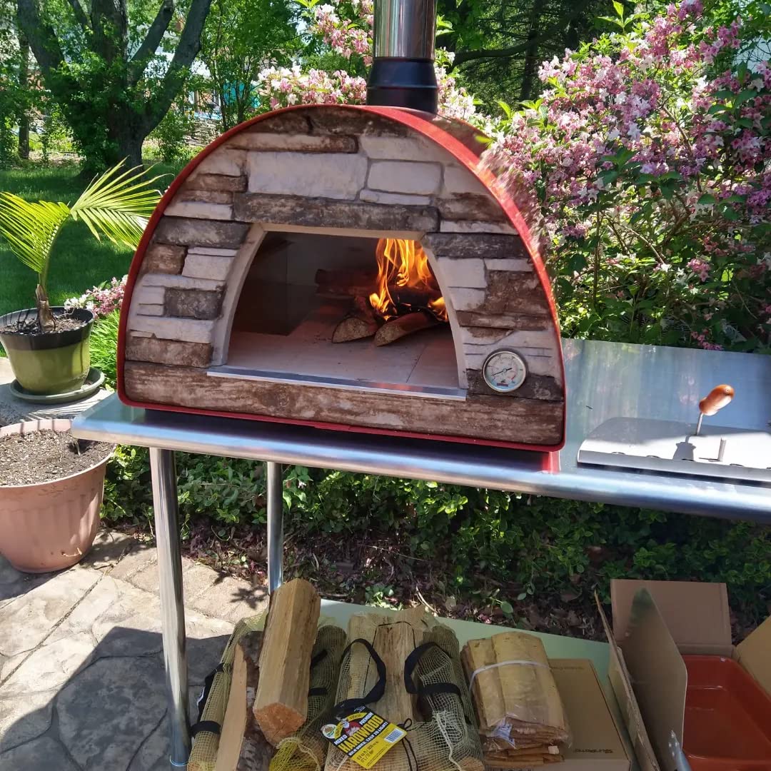 Authentic Pizza Ovens Maximus Red Wood-Fired Portable Outdoor Pizza Oven, Handmade in Portugal, Stainless Steel Chimney, Pizza Peel, Thermometer, Extra Floor Tile & Baking Dish Included customer photo 2