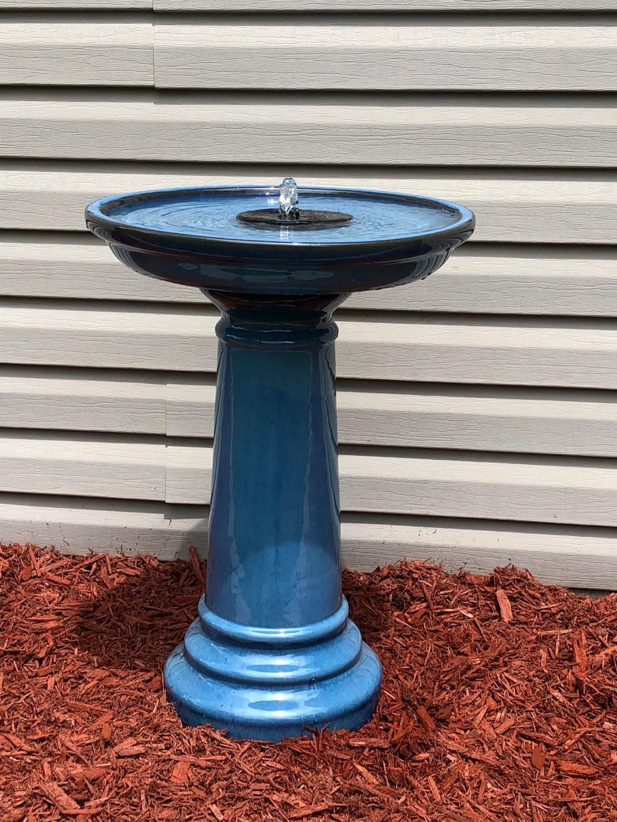 Smart Solar Aviatra Outdoor Ceramic Birdbath with Pedestal Stand and Glossy Finish, Elegant Traditional Birdbath for Garden, Blue customer photo 2