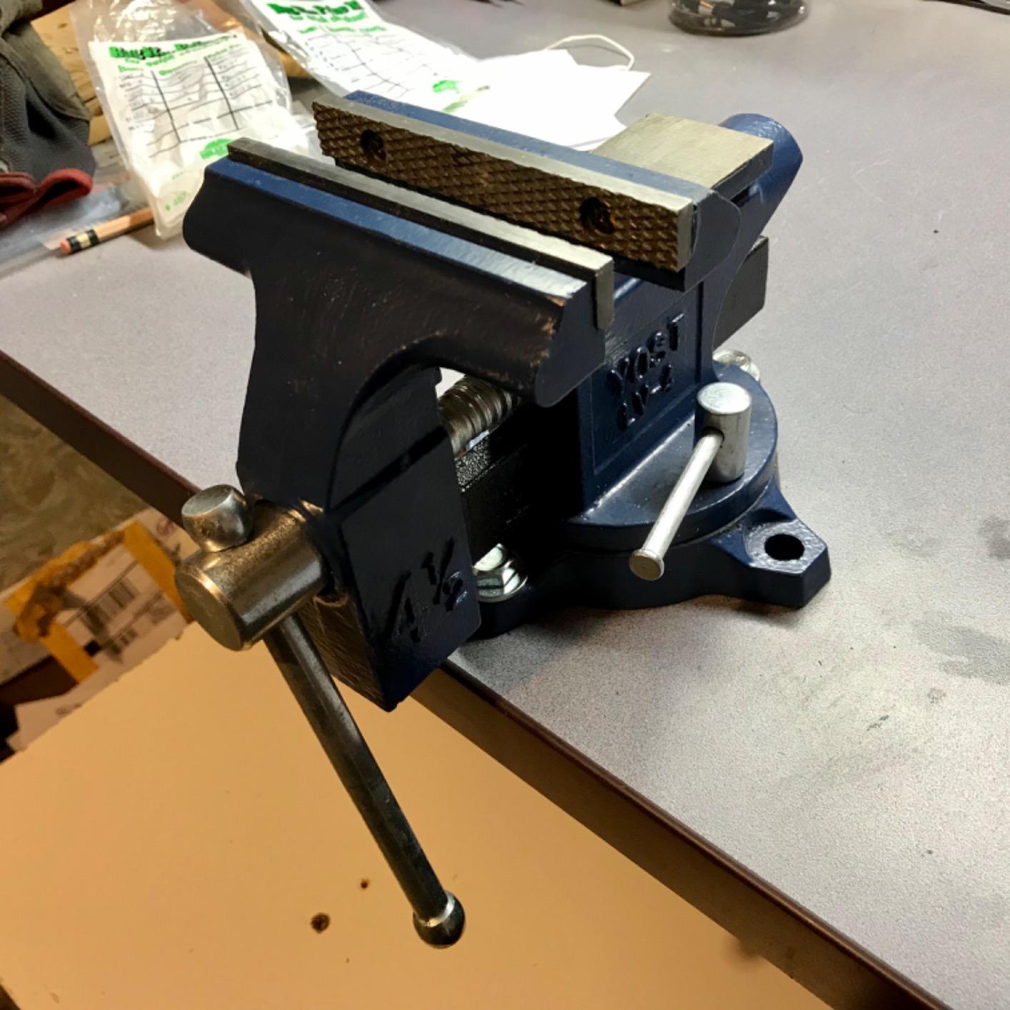 Yost Vises LV-4 Homeowner's Vise | 4.5 Inch Jaw Width with a 3 Inch Jaw Opening Home Vise | Secure Grip with Swivel Base | Blue customer photo 1