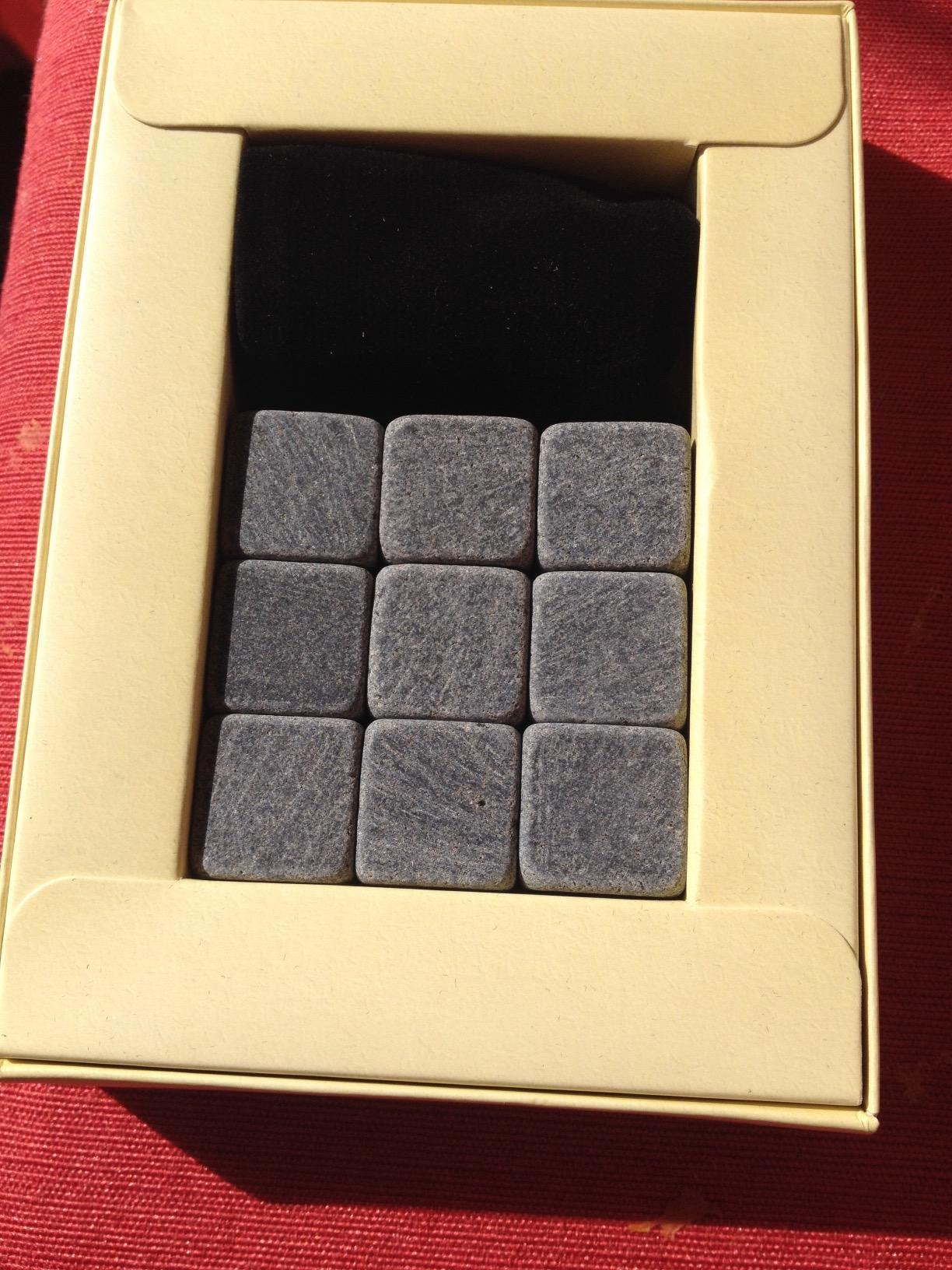 Set of 9 Grey Beverage Chilling Stones [Chill Rocks] Whiskey Stones for Whiskey and Other Beverages - in Gift Box with Velvet Carrying Pouch - Made of 100% Pure Soapstone - by Quiseen customer photo 1