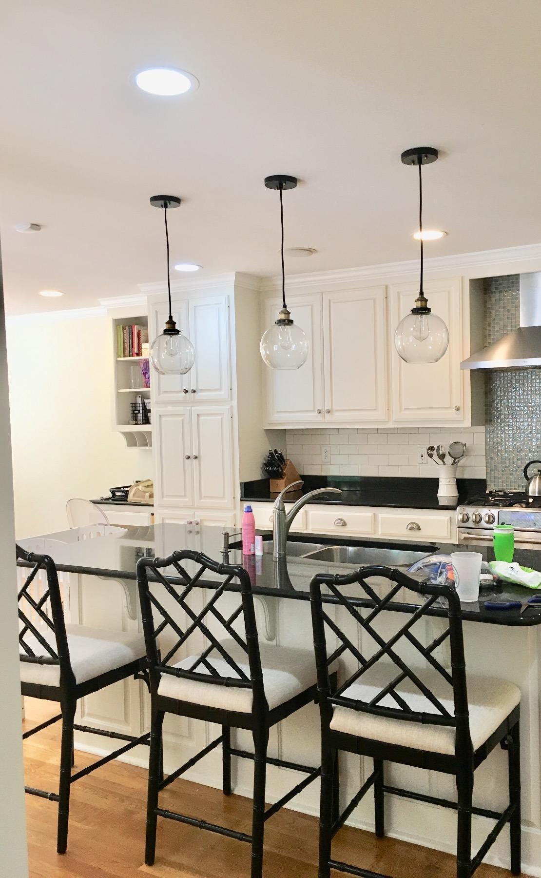 Linea di Liara Primo Large Black and Gold Glass Globe Pendant Light Fixture Farmhouse Pendant Lighting for Kitchen Island Mid Century Modern Ceiling Light Clear Glass Shade, UL Listed customer photo 2