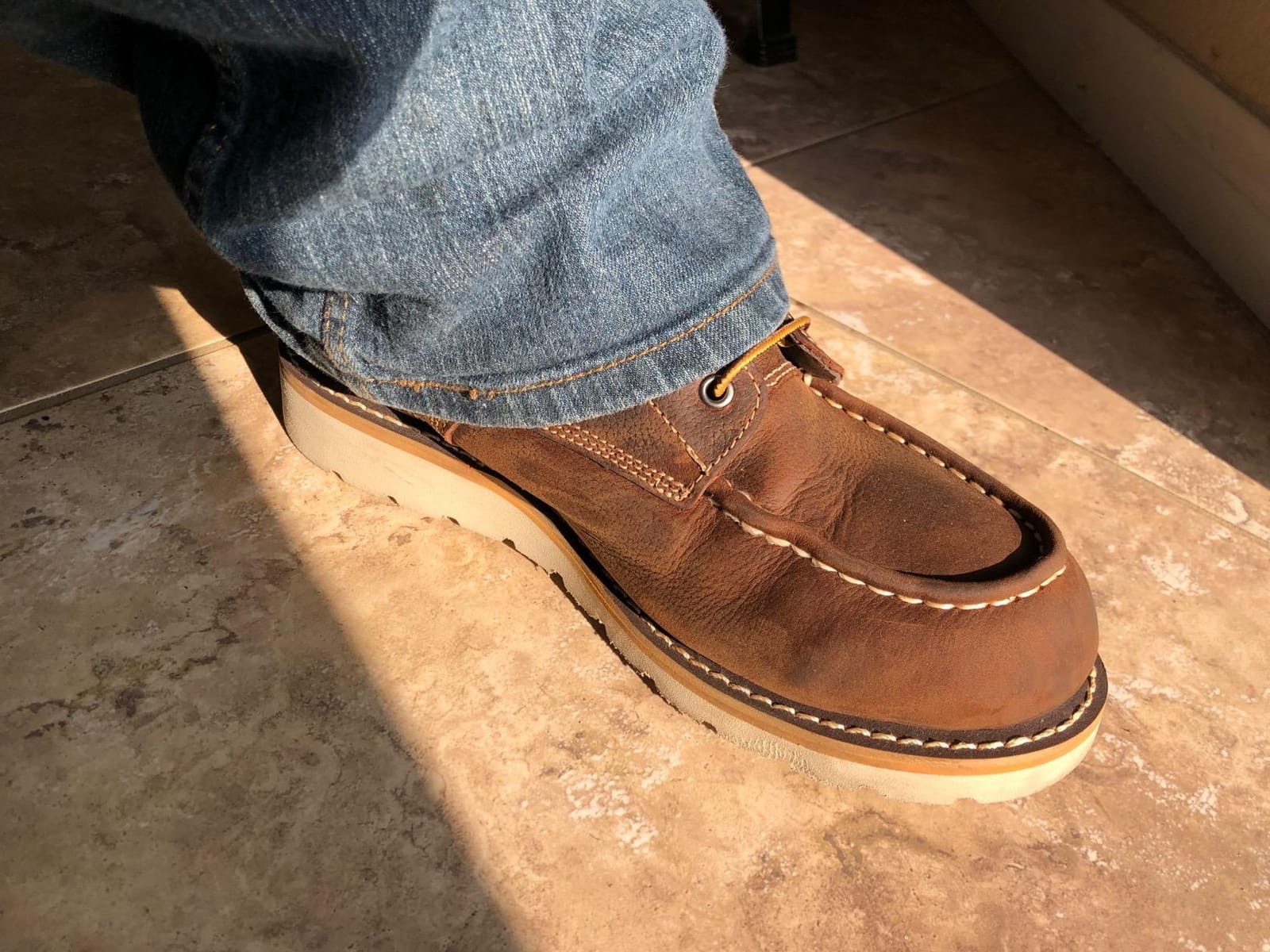 Carhartt Men's 6” Moc Toe Waterproof Work Boots - Oil-Tanned Leather Boots with FastDry Lining, Dual-Density Rubber Wedge Traction Outsole, EH Rated customer photo 2