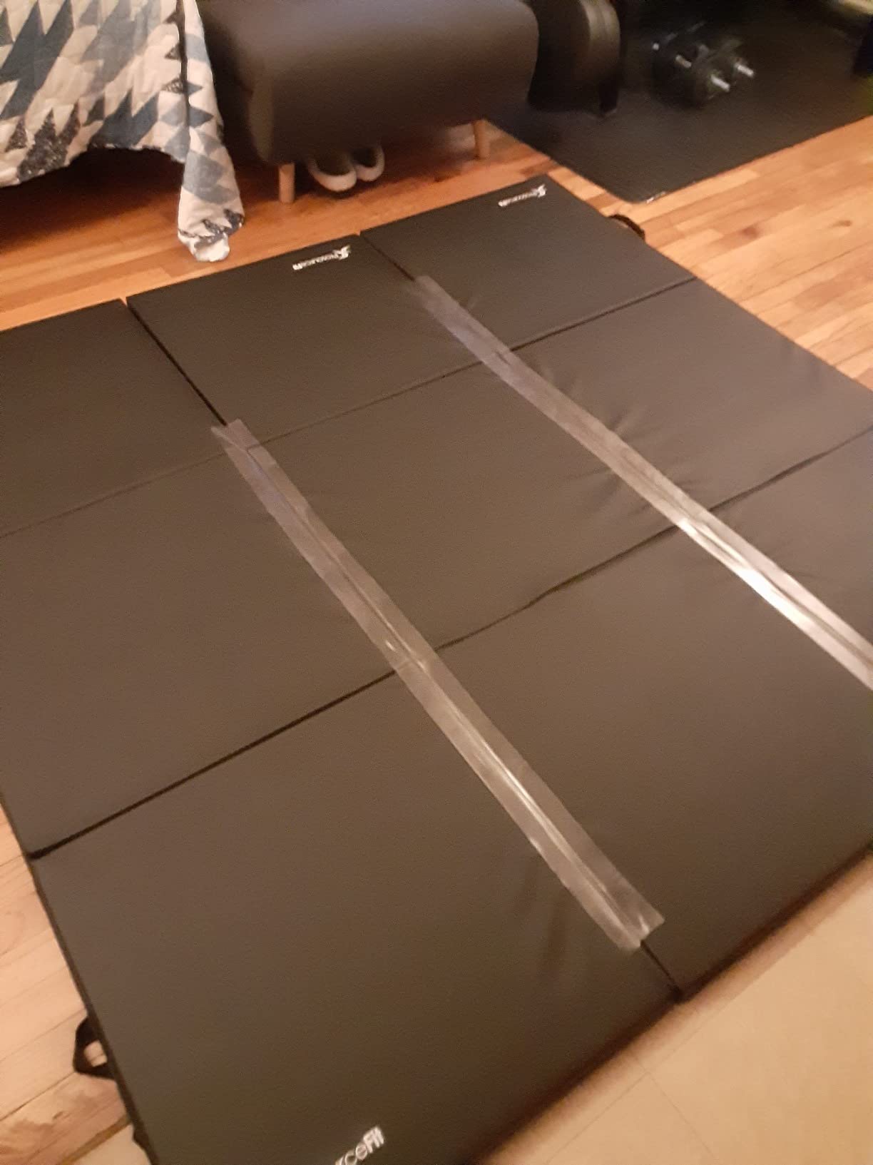 ProsourceFit Tri-Fold Folding Thick Exercise Mat 6’x2’ with Carrying Handles for MMA, Gymnastics Core Workouts, Black customer photo 1