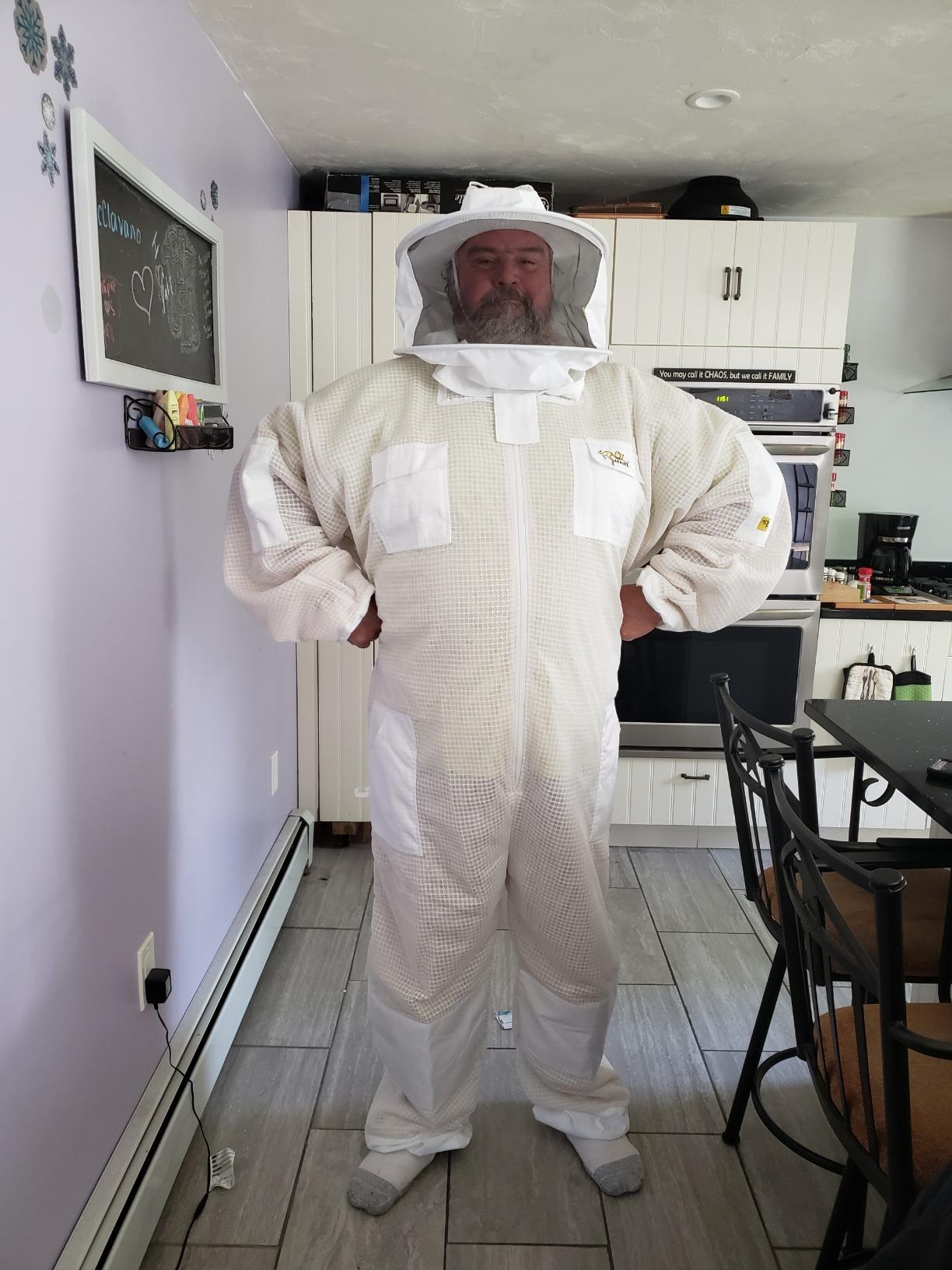 3 Layer Ventilated Bee Suit for Men & Women, Sting Proof Beekeeping Suit with Fencing & Round Veil, Professional Beekeeper Suit & Gear (XL) customer photo 1