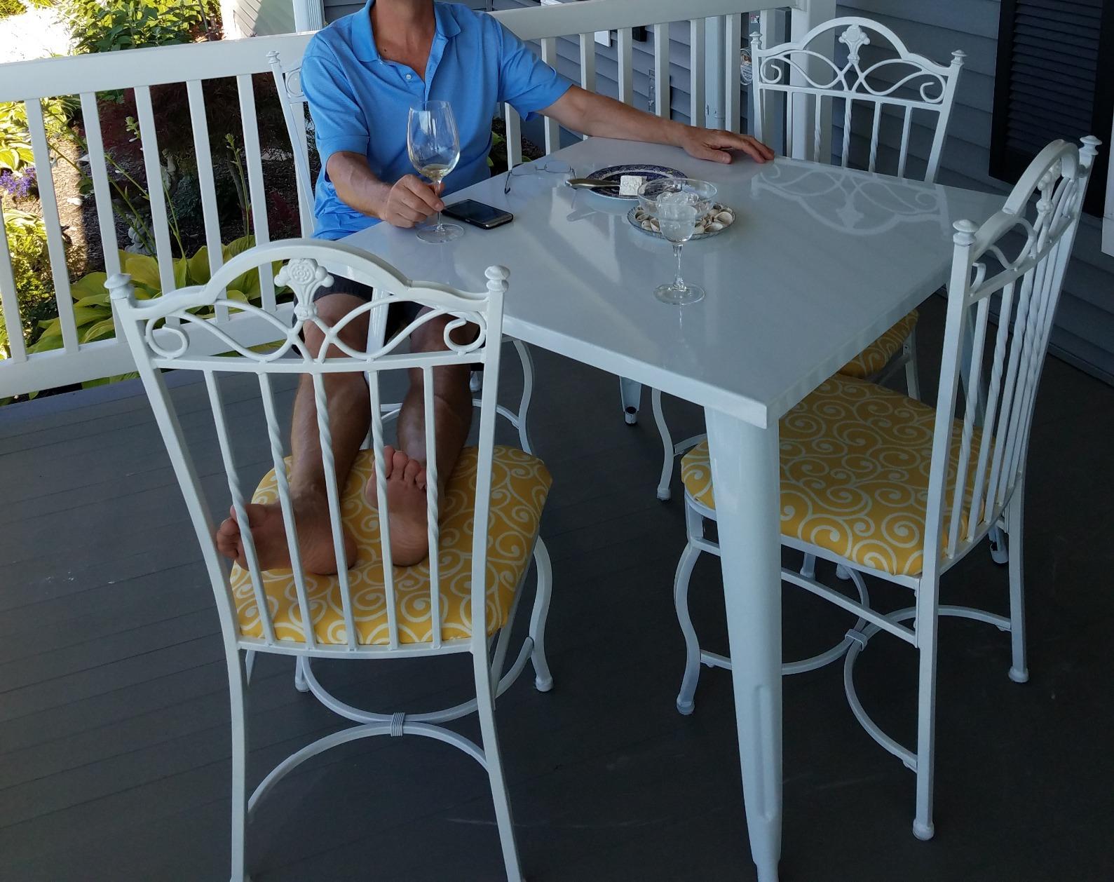 Flash Furniture Commercial 35.5 in Metal Indoor/Outdoor Square Table, Black customer photo 2