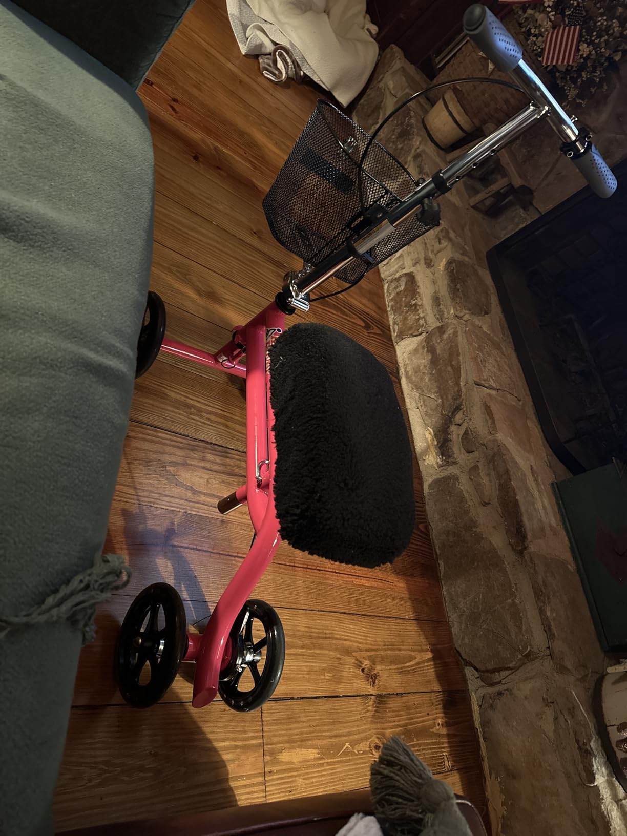 KneeRover Steerable Knee Scooter – Foldable Mobility Aid & Knee Walker with Basket for Adults, Adjustable Handlebar and Comfortable Knee Pad (Hot Pink) customer photo 2