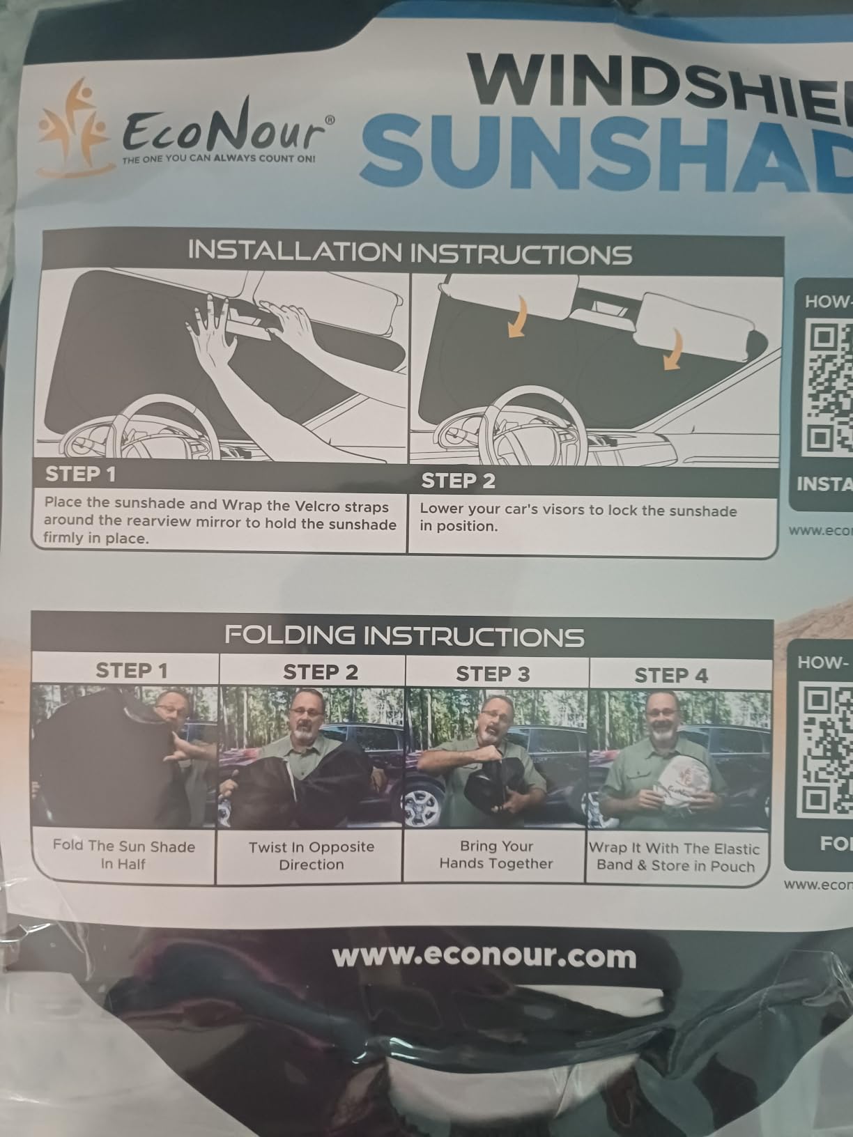 EcoNour Car Windshield Sun Shade, Front Window Sun Blocker for SUVs,Sedan customer photo 1
