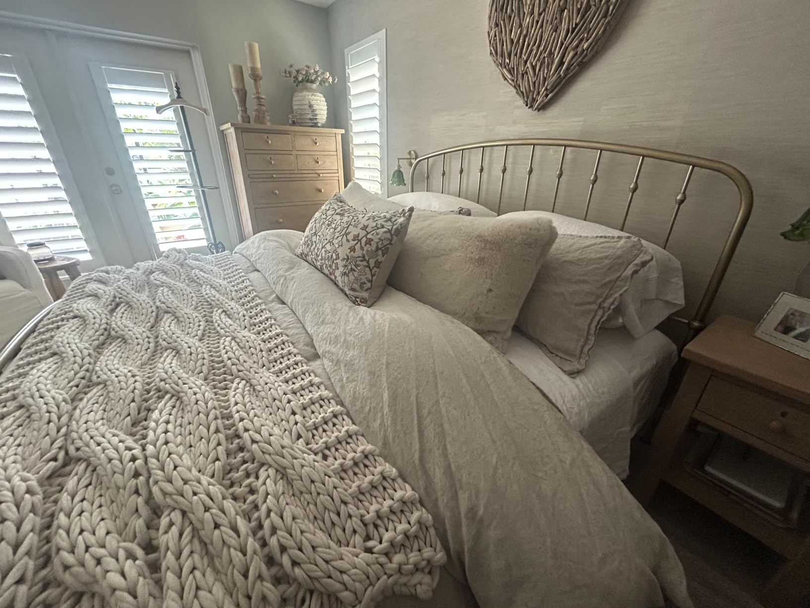 Simple&Opulence 100% Linen Duvet Cover Set with Embroidery Border Washed - 3 Pieces (1 Duvet Cover with 2 Pillow Shams) with Button Closure Soft Breathable Farmhouse - Linen, Queen Size customer photo 2