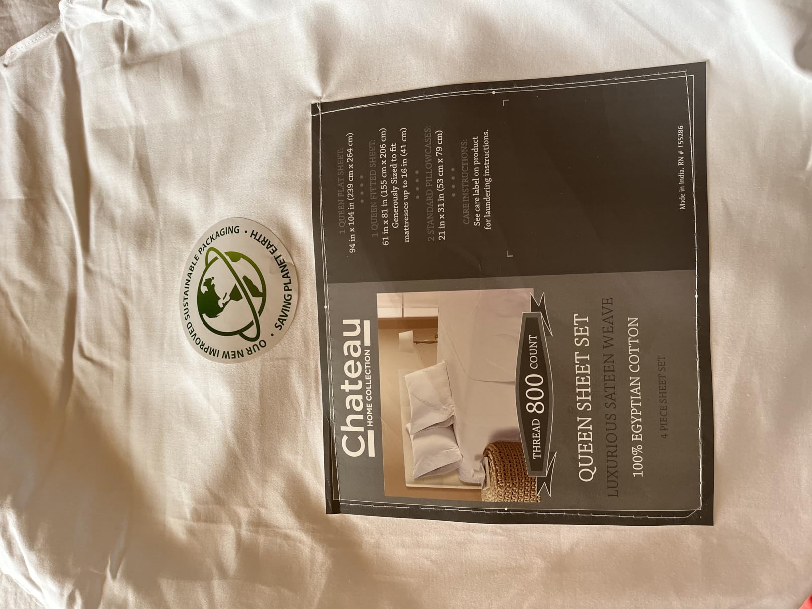 800 Thread Count Queen Sheet Set, Egyptian Cotton Sheets Queen Size Bed Set | Silky Sateen Weave White Sheets, Buttery Soft Durable Hotel Luxury Bed Sheets with 15