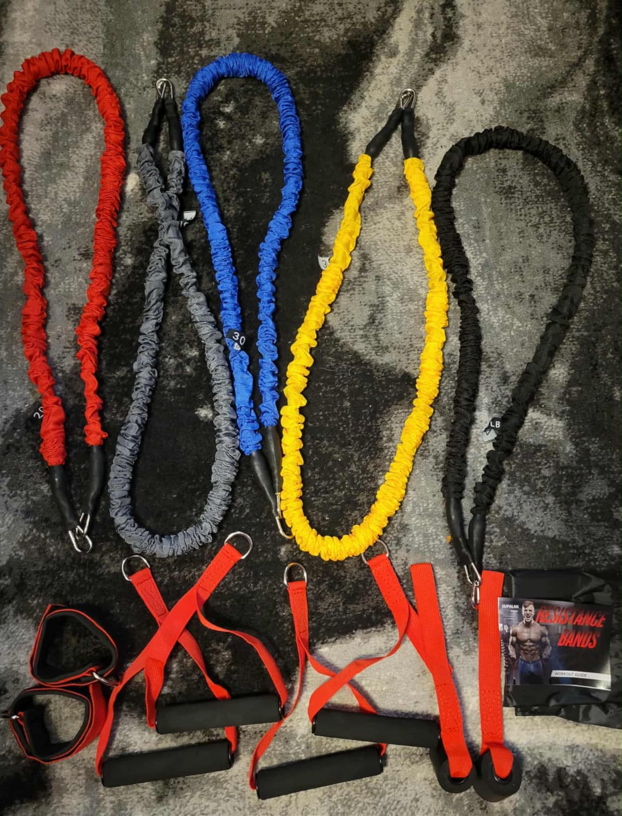 Supalak Resistance Bands, 15 Pieces Exercise Elastic Bands Set, 20lbs to 40lbs Resistance Tubes with Heavy Duty Protective Nylon Sleeves Anti-Snap for Fitness customer photo 2