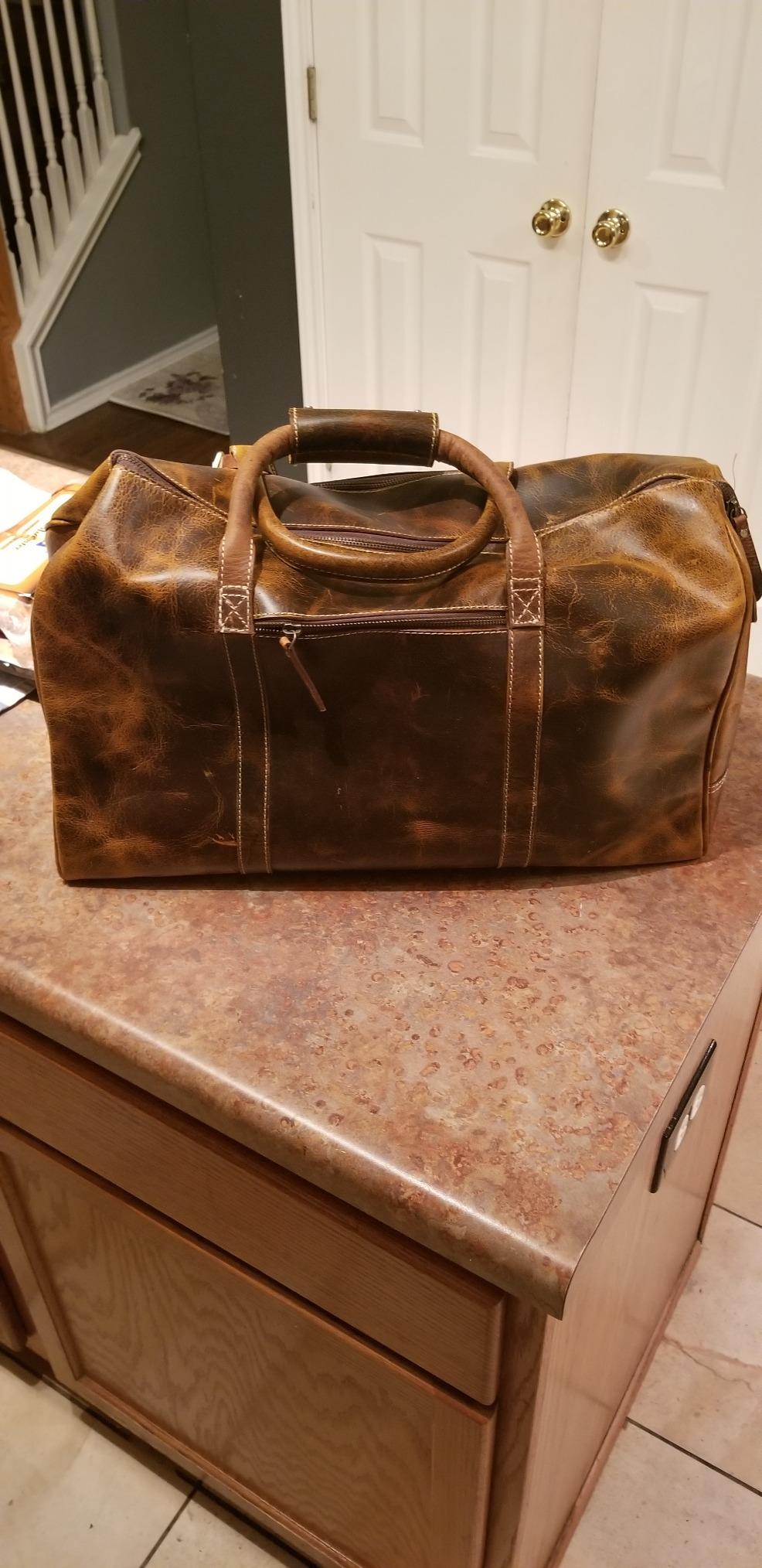 KomalC Leather Duffle Bags for Men and Women Travel Overnight Weekend sports bag holdall Gym Duffel for Men customer photo 1