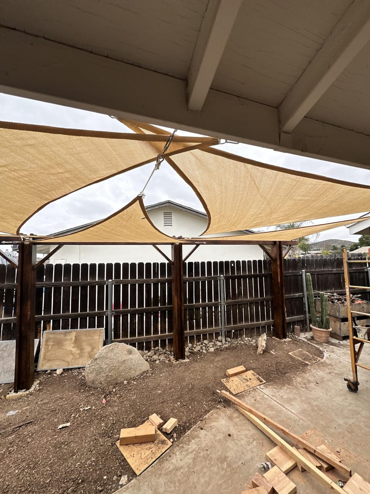Patio Paradise 16' x 16' x 16' Sun Shade Sail Triangle Canopy Shade Cloth Fabric Sunlight Block Patio Pergola Cover HDPE Deck Awning for Outdoor Backyard Roof Shading, Turquoise customer photo 1