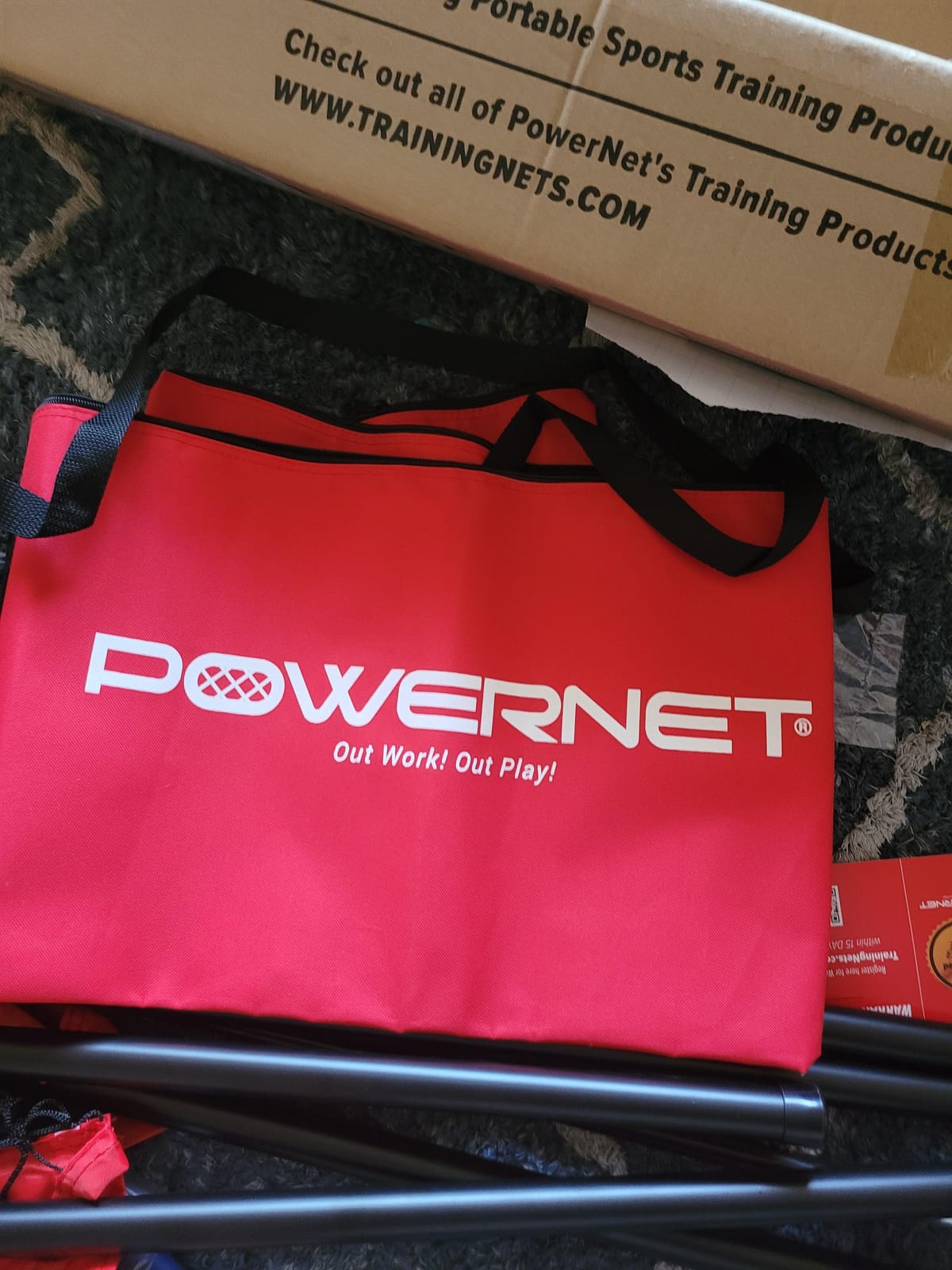 PowerNet Soccer Tennis Net, Portable Instant, Indoor Outdoor, Metal Collapsible Base Weighted, Durable Vertical Bow Posts, Quick Setup Easy Folding Storage, 1 Net + 1 Carrying Bag customer photo 1