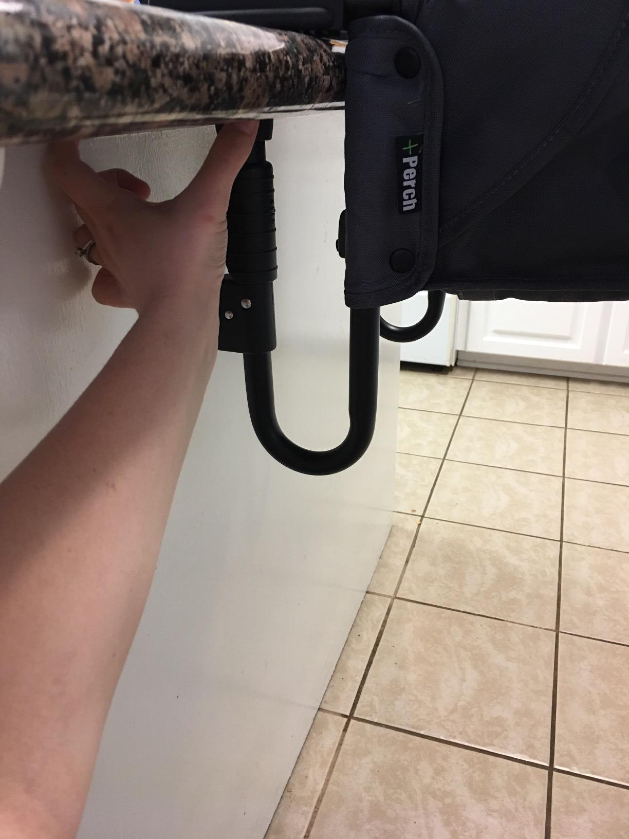 guzzie+Guss Perch Clip On Table Chair - Easy & Secure Setup for Travel (Including Restaurants, Picnics), At Home (Kitchen Islands, Dining Tables) with Machine Washable Fabric, Salt & Pepper (GG201SP) customer photo 1
