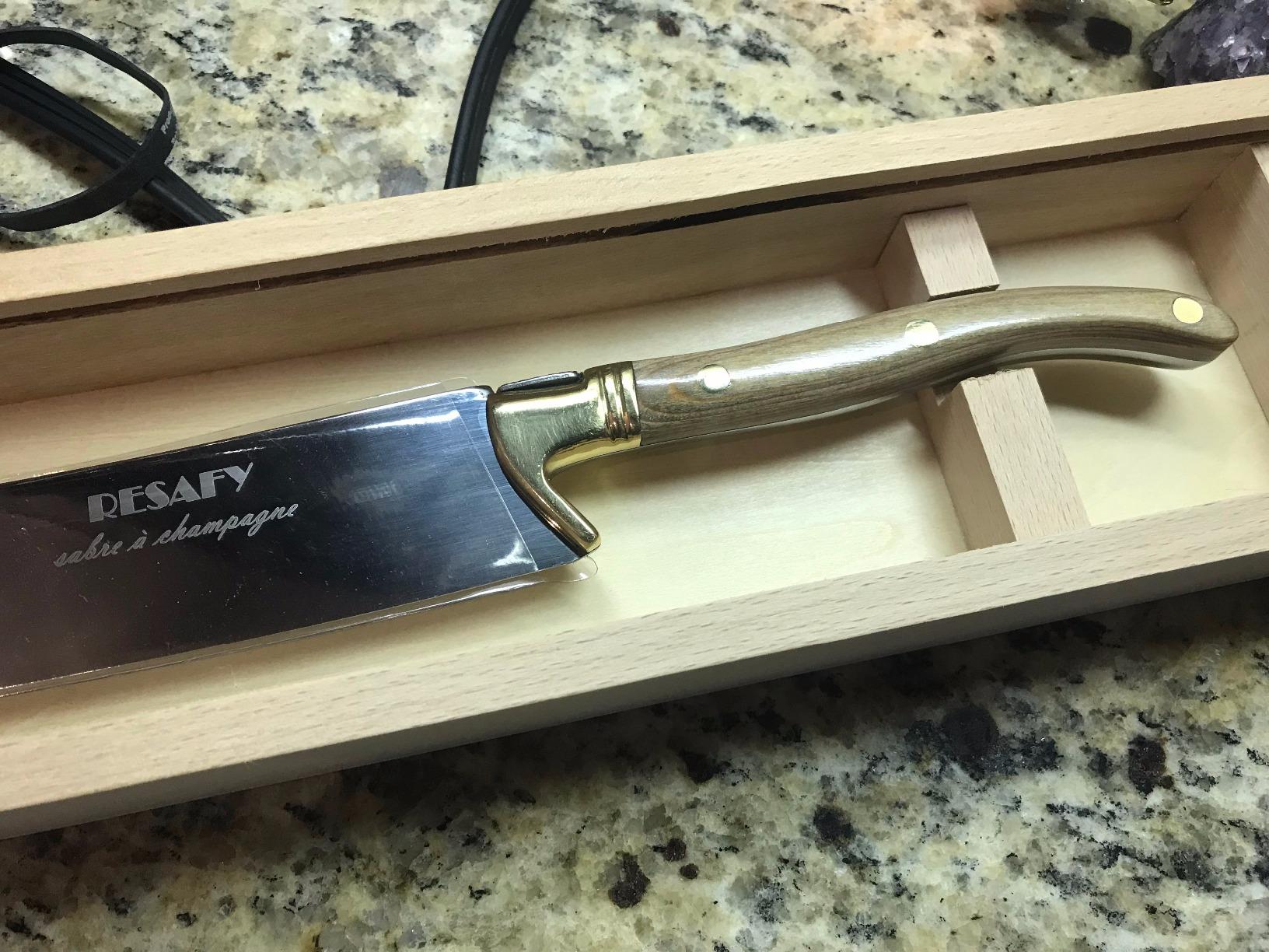 Resafy Champagne Saber With Wooden Box Sparkling Wine Opener Champagne Knife Sword Opener（Brown wood） customer photo 1