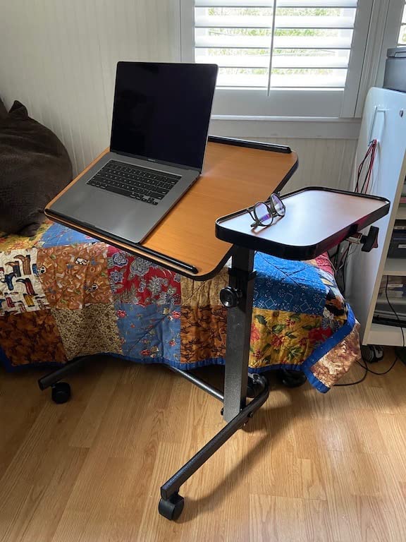 Platinum Health Acrobat Professional Overbed/Laptop Table, Tilting, Height Adjustable with Casters. Split Top for Maximum Vesatility. Folds for Easy Storage. (White Birch) customer photo 1