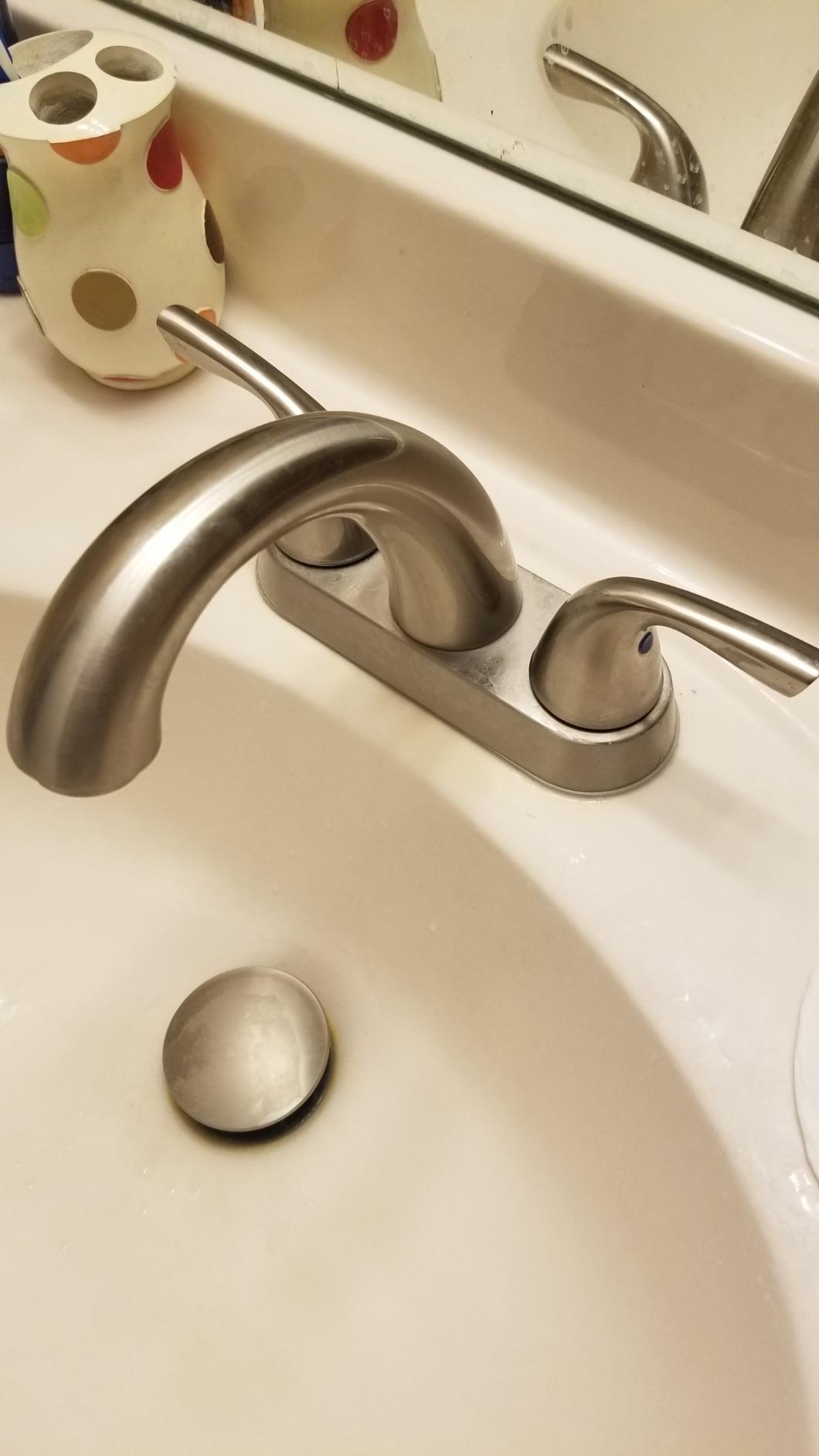 PARLOS Bathroom Sink Faucet 4 Inch Centerset for Vanity, Brushed Nickel customer photo 2