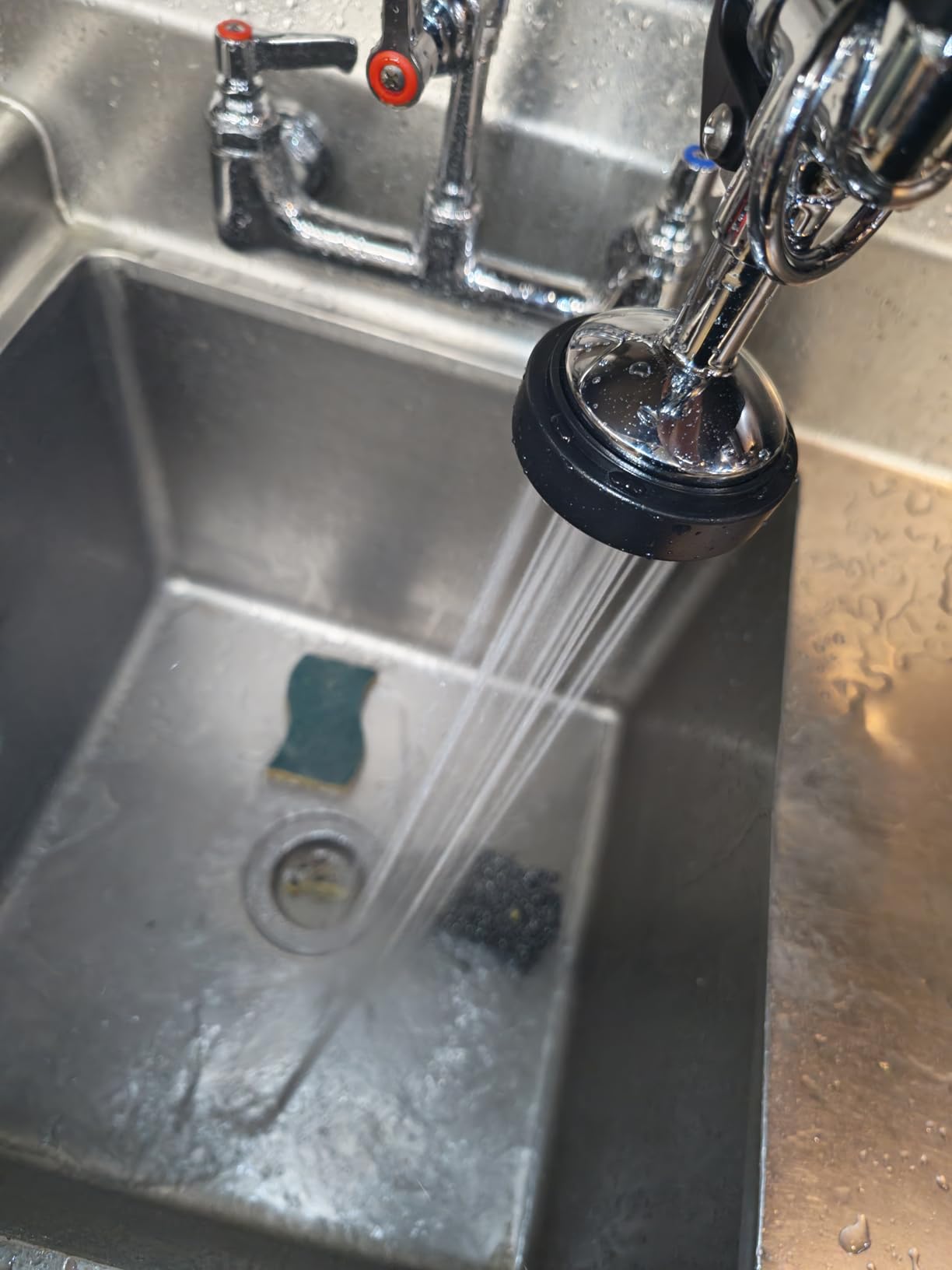 Commercial Wall Mount Kitchen Sink Faucet Brass Constructed Polished Chrome Pre-Rinse Device 25