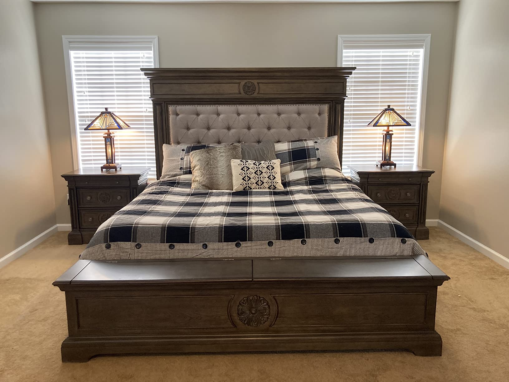 Madison Park Signature Cozy Comforter Set - All Season Bedding Combo Filled Insert and Removable Duvet Cover, Shams, Decorative Pillows, Stripe Blue King (110 in x 96 in) 10 Piece customer photo 2