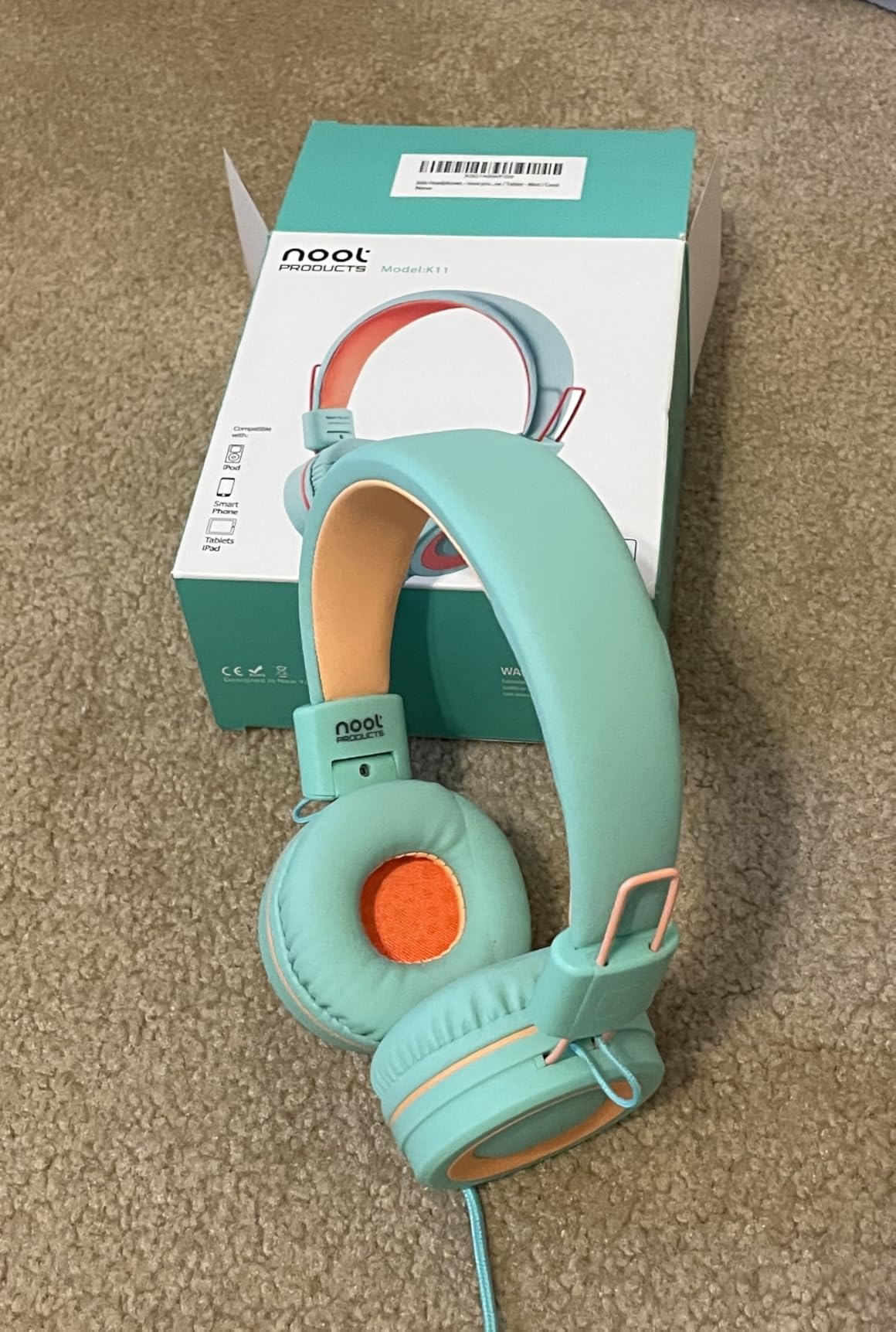 noot products K11 Kids Headphones with Wired Cord 3.5mm Jack Navy/Teal | 5ft Long Cord, Tangle Free, Foldable, Plug in On-Ear Headset for School, Classroom, Boys, Girls, Toddler Laptop Travel Tablet customer photo 2