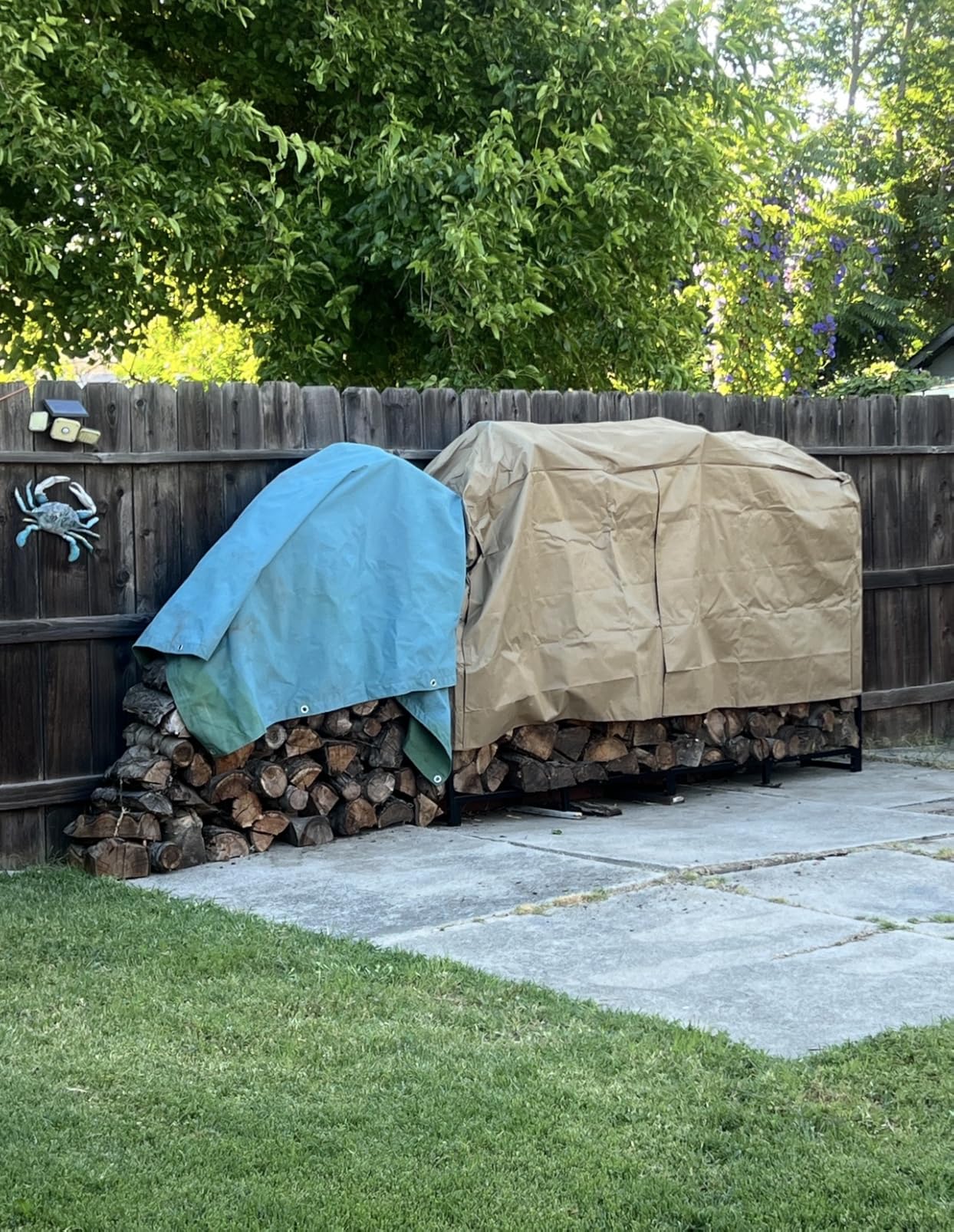 Sunnydaze 4-Foot Firewood Log Rack Cover with PVC Backing, Khaki | Heavy-Duty Polyester Construction, for Most 4-Foot Log Holders customer photo 1