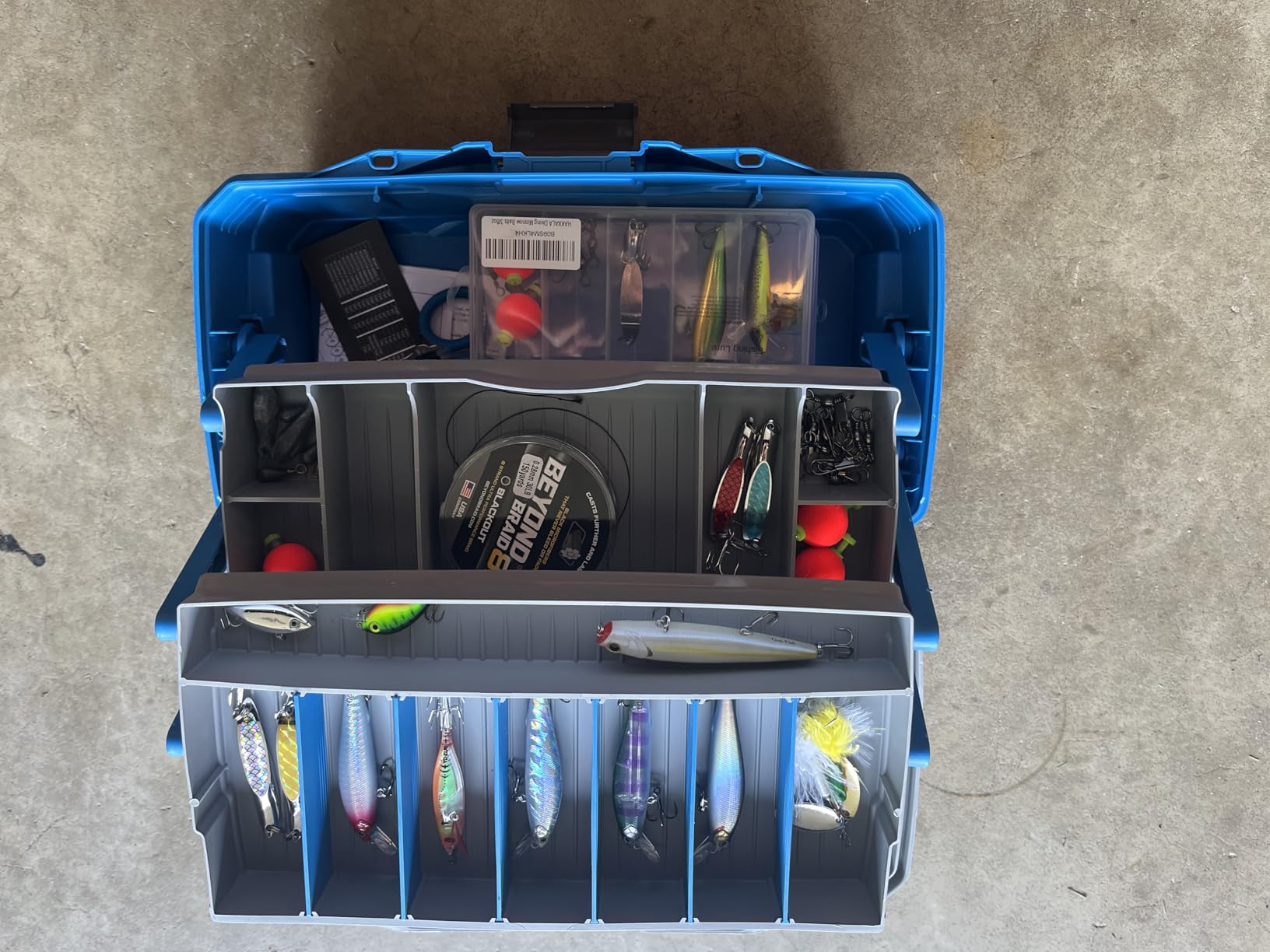 Flambeau Outdoors 6382 2-Tray Tackle Box, 15 Compartments, Blue and Gray | Cantilever 2-tray box, 15 compartments with 6 removable dividers, bulk base storage, Draw Tite latch, medium size customer photo 2