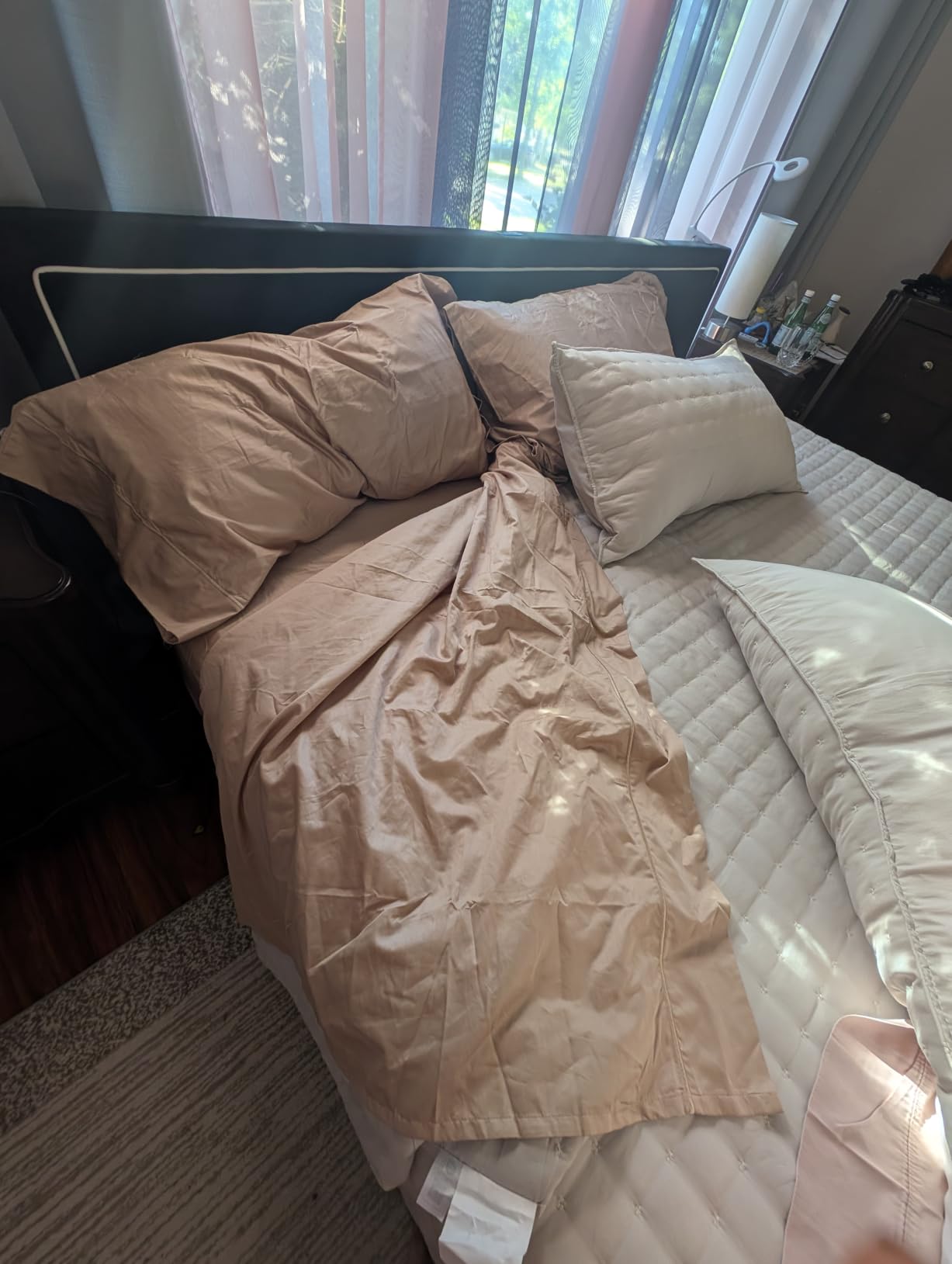 Feather & Stitch 100% Cotton Sateen 500 TC Queen Size Bed Sheet Set | 18
