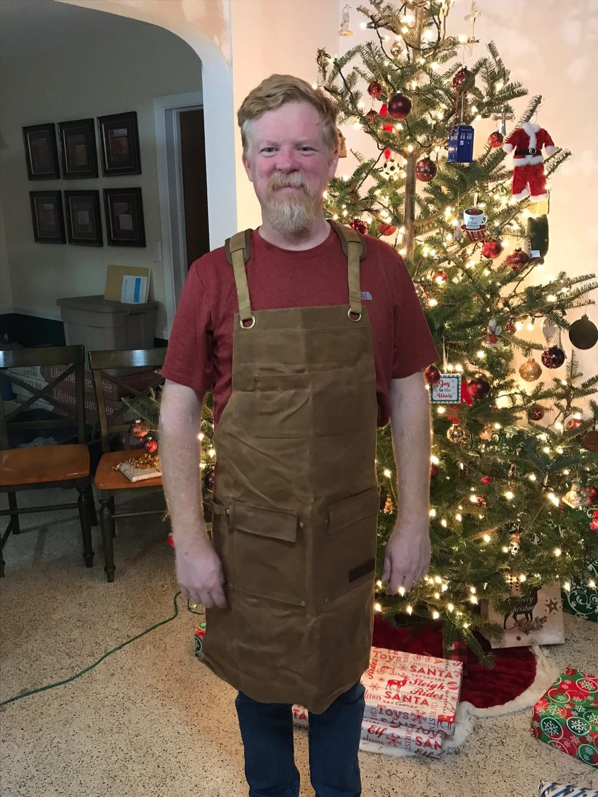 Woodworking Shop Apron for Men, Waxed Canvas Work Tool Apron for Carpenter customer photo 2