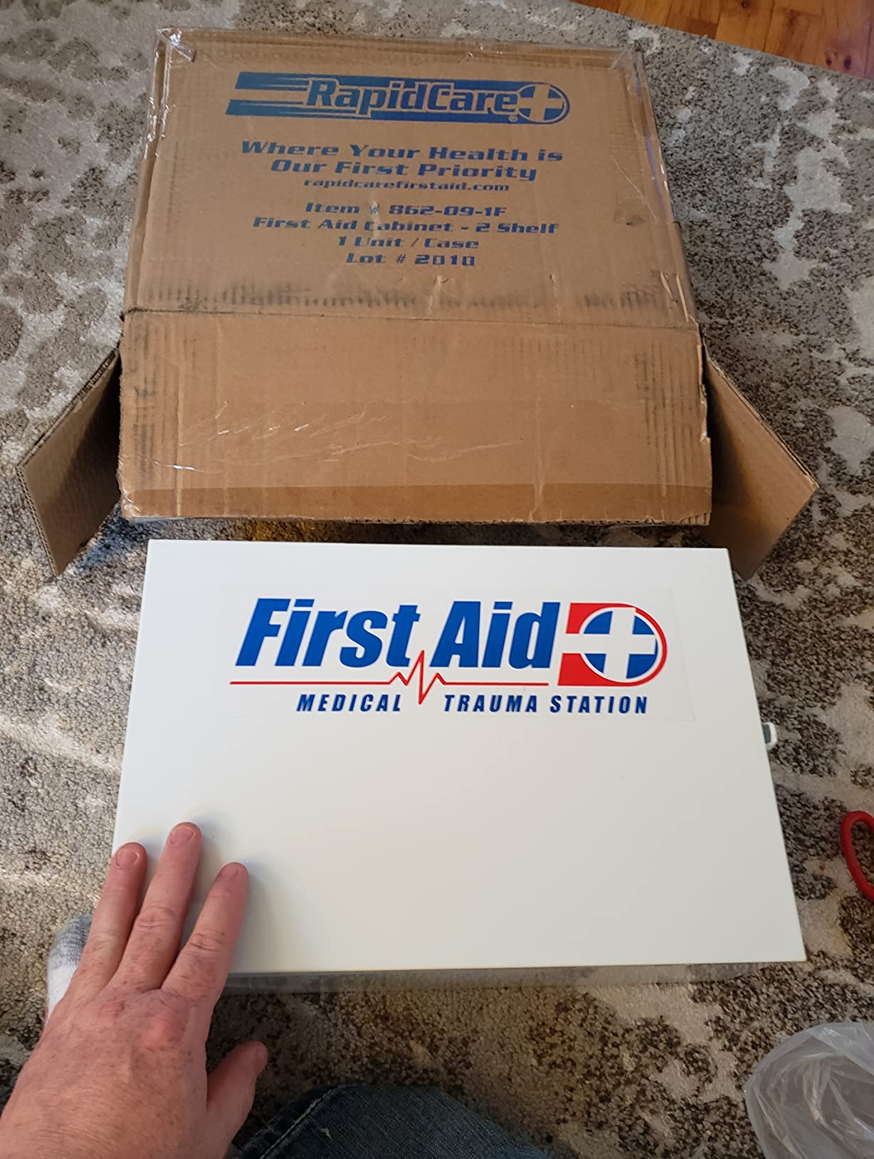 Rapid Care First Aid 80099 4 Shelf All Purpose First Aid Kit Cabinet, Class A+, Exceeds OSHA/ANSI Z308.1 2015, Wall Mountable customer photo 2