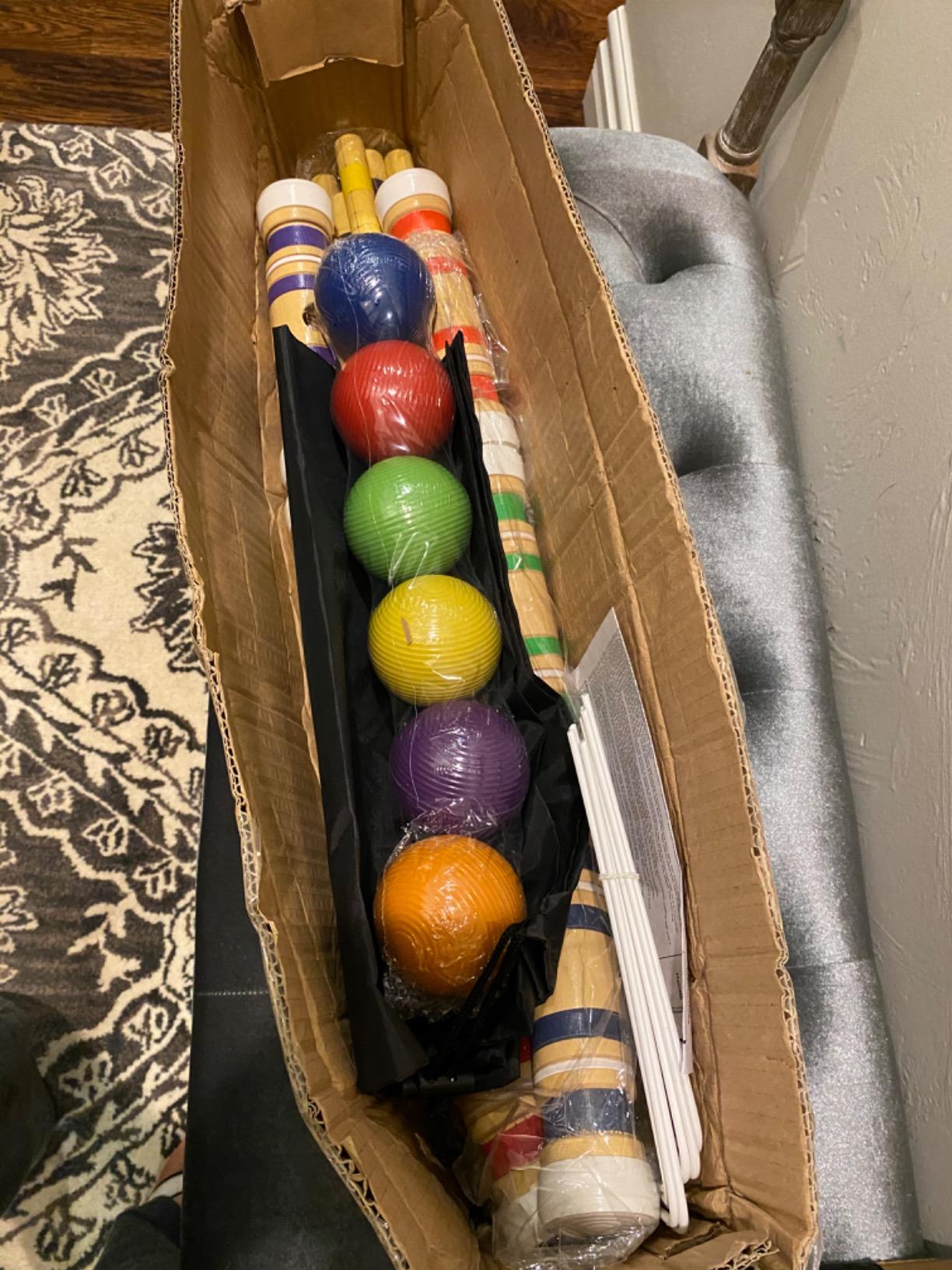 Juegoal Six Player Croquet Set with Wooden Mallets Colored Balls for Lawn, Backyard and Park, 28 Inch customer photo 1