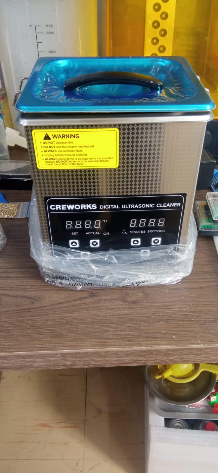 CREWORKS 3L Ultrasonic Cleaner, 0.8 gal Digital Sonic Cavitation Machine | 120W Stainless Steel Professional Jewelry Cleaner for Cleaning Tool Watch Glasses Retainer Denture Parts with Heater & Timer customer photo 1