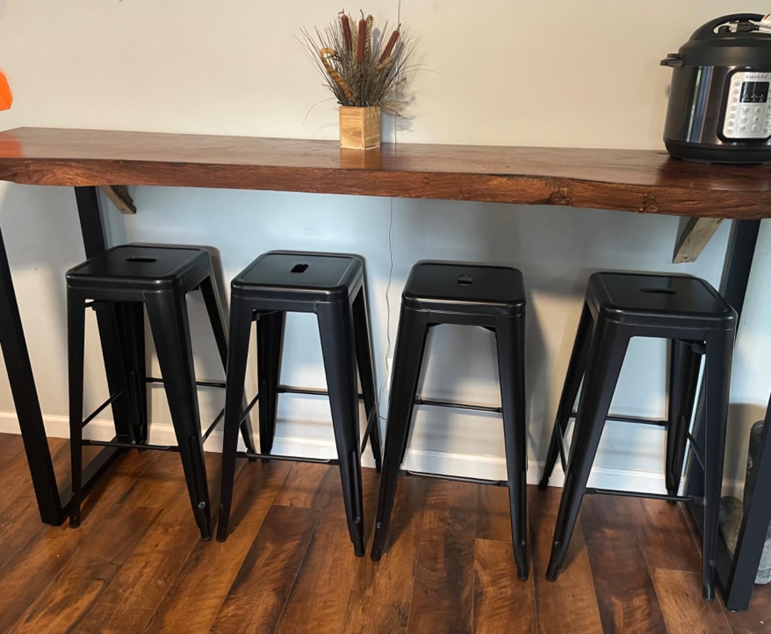 Furmax 30'' Metal Bar Stools Set of 4, Stackable for Indoor Outdoor, Gun customer photo 1