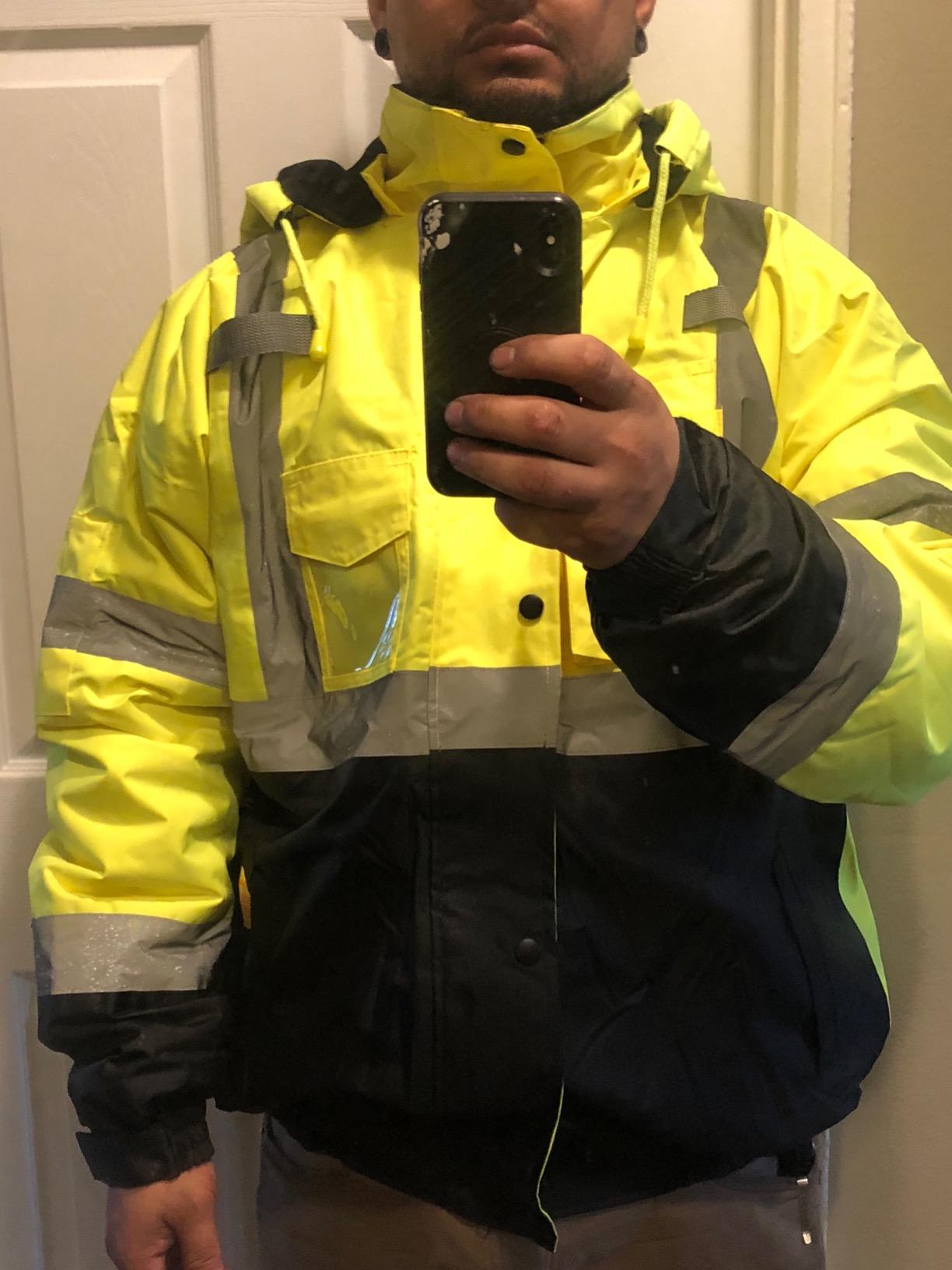 WJ9011/12 Men's ANSI Class 3 High Visibility Bomber Safety Jacket, Waterproof customer photo 1