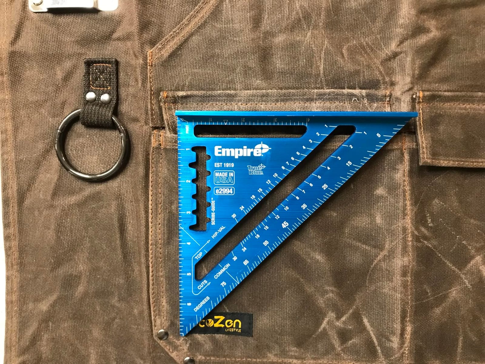 ecoZen 16oz Waxed Canvas Work Apron with Tape Holder - 27 x 34 inches Shop Apron with Elastic Back Strap and Front Pockets, Fully Adjustable, Tough Protection for Men - Brown customer photo 2