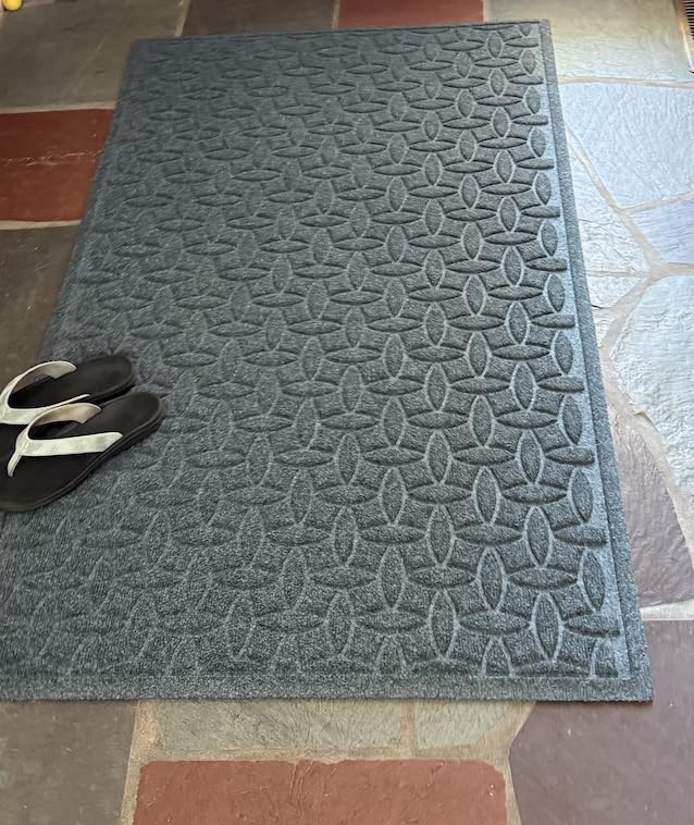 WaterHog Ellipse Front Door Mat Indoor Outdoor Entrance, All-Weather Mats | Heavy Duty Outdoor Doormats, Non-Slip Rubber Backing, Dirt & Moisture Trapper, Low Profile, Made in USA, 35