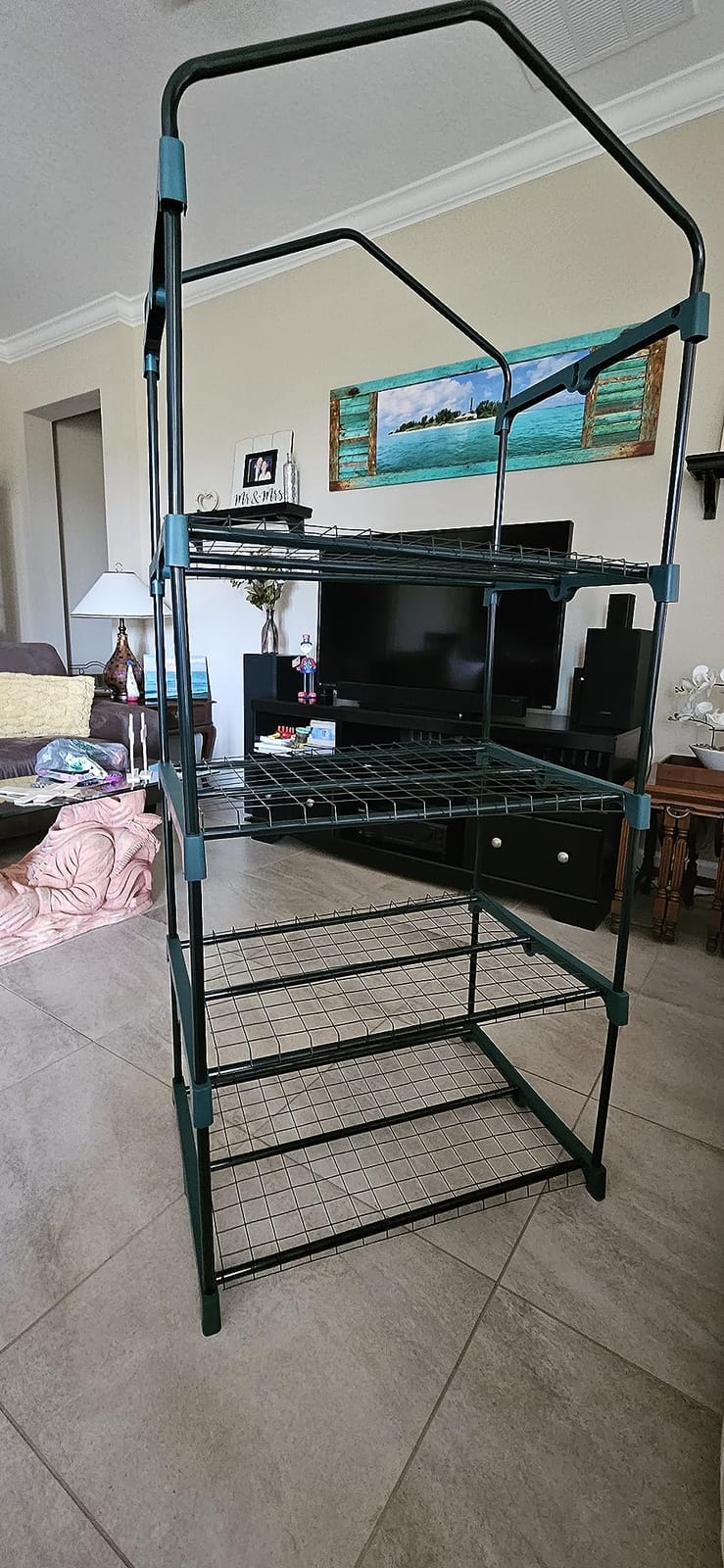 4 Tier Mini Greenhouse Indoor Outdoor with PE Cover and Roll-Up Zipper Door, Portable Waterproof Cloth Greenhouse Tent Grow Seeds & Seedlings, 2.3x1.5x5.3 FT customer photo 2