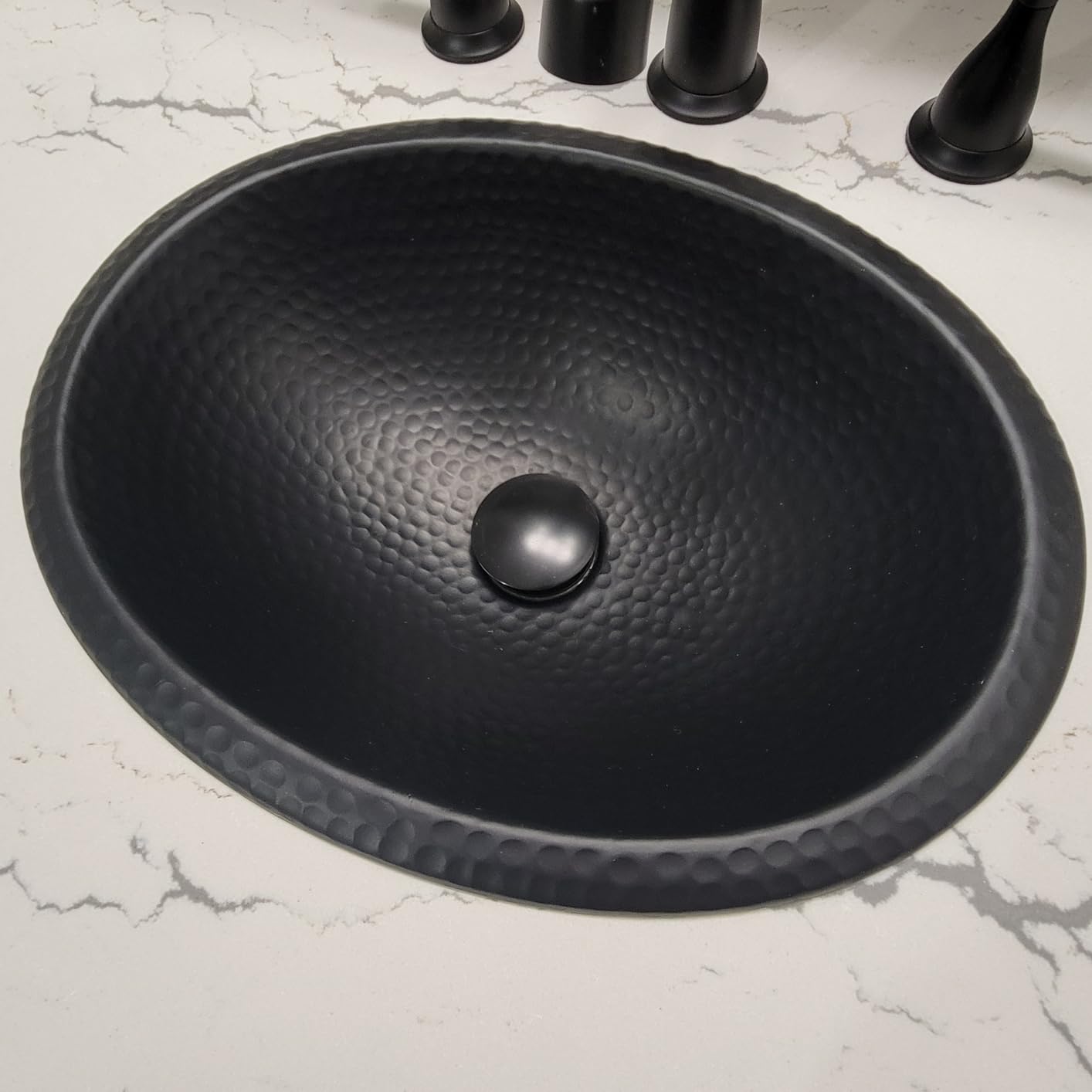 Monarch Abode Bathroom Sink - 17-Inch Oval Drop In Bathroom Sink, Top Mount Hand Hammered Pure Copper Vanity Sinks for Countertop, Powder Room, Guest Bath or Restroom, Drop in Sinks for Bathrooms customer photo 2